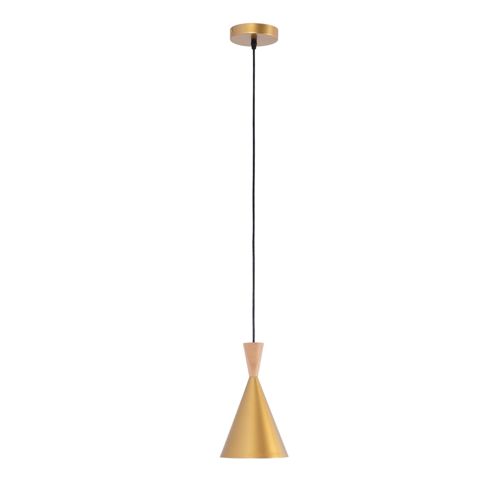 Lámpara colgante nórdica en metal y madera "Exan"
