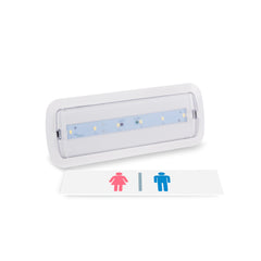 KIT pictograma autodhesivo "Baños" + Luz de emergencia permanente