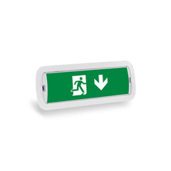 KIT Pictograma autoadhesivo "Salida abajo" + Luz de emergencia 3W