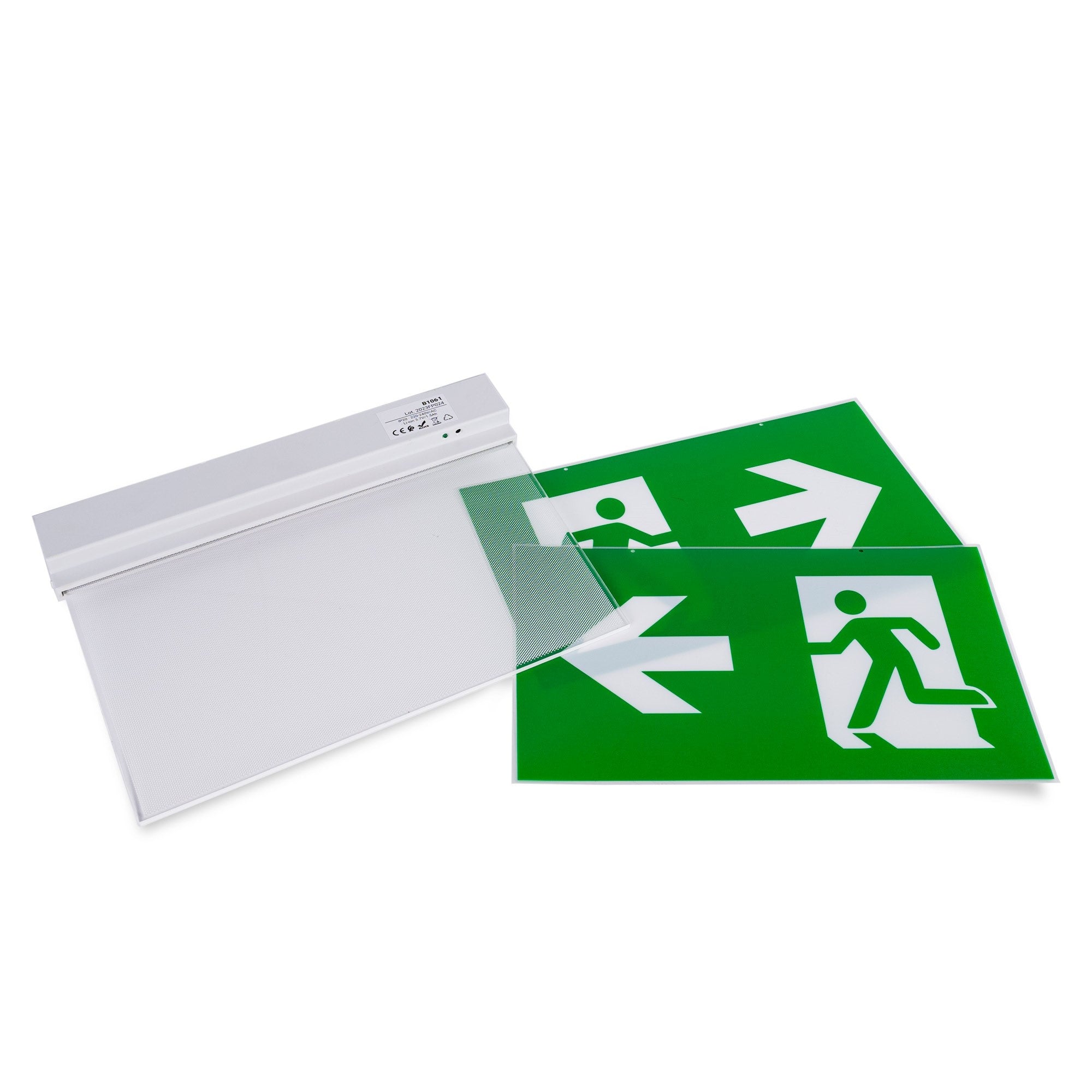 Luz de emergencia permanente con pictograma "Salida lateral"