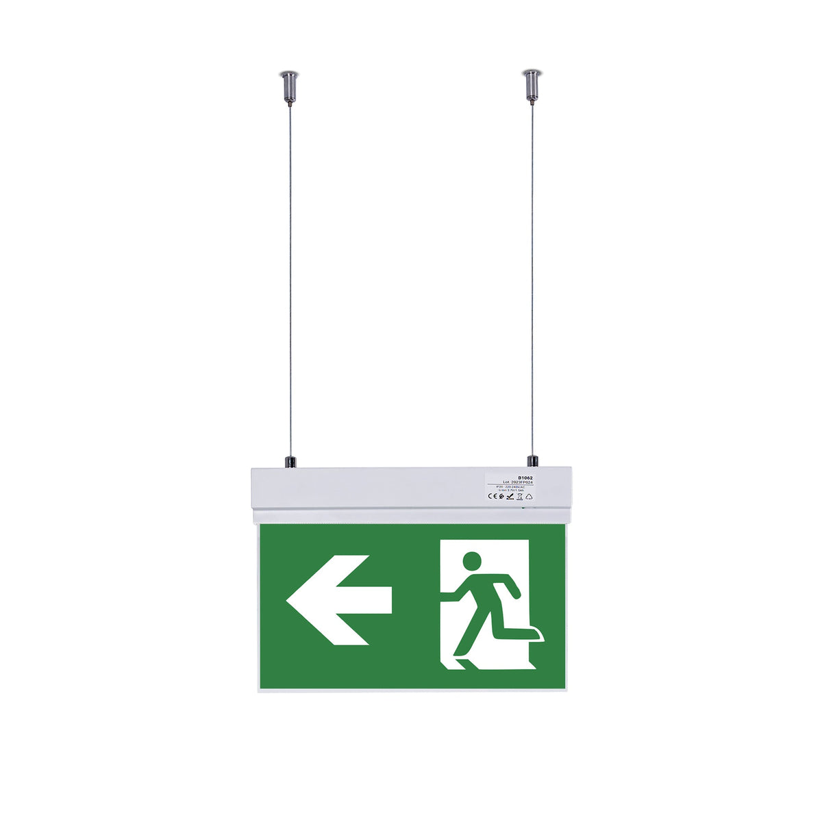 Luz de emergencia permanente con pictograma "Salida lateral" - Suspensión