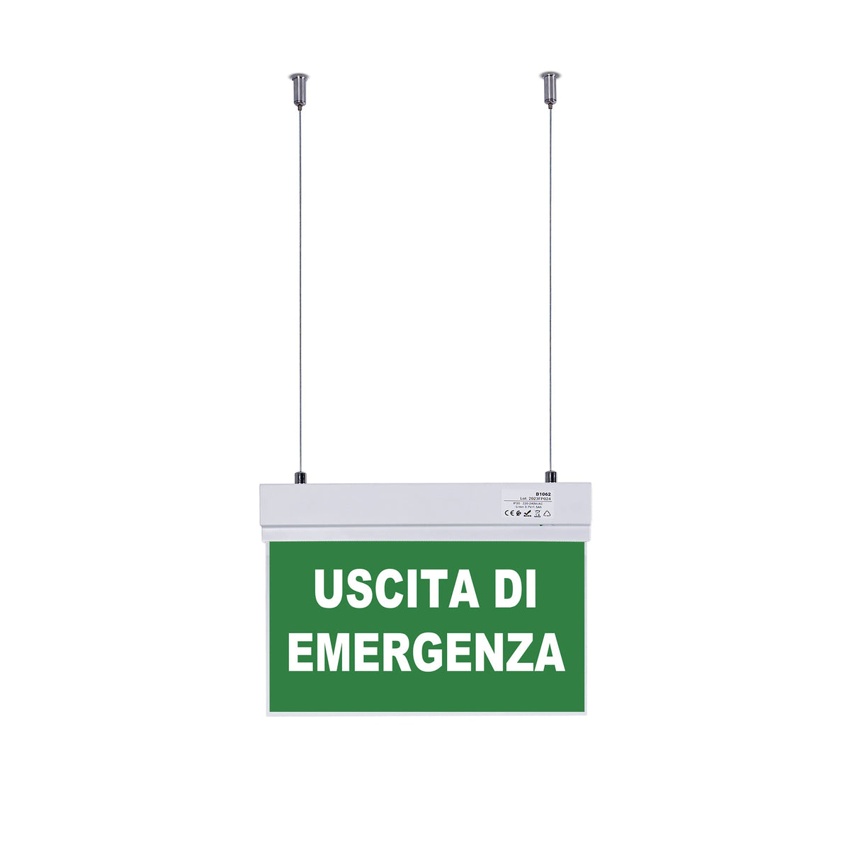 Luz de emergencia permanente con cartel "Salida de Emergencia" - Suspensión