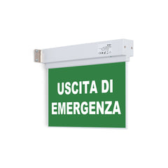 Luz de emergencia permanente con cartel "Salida de Emergencia"
