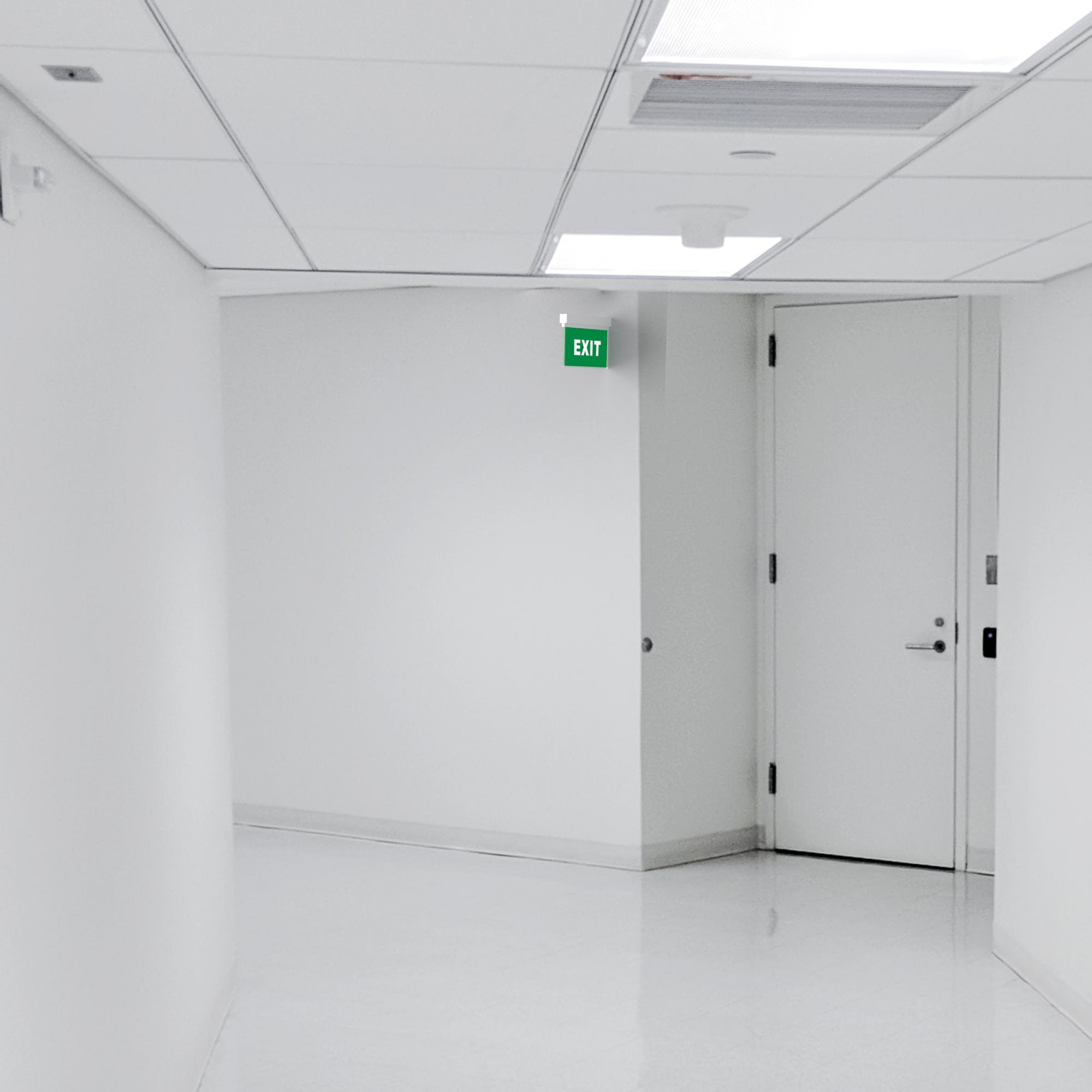 Luz de emergencia permanente con cartel "Exit"
