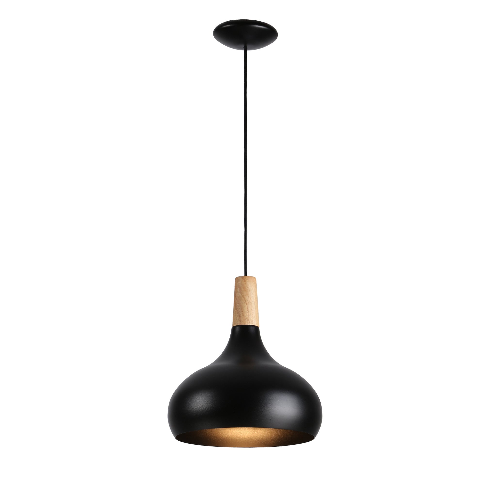 Lámpara colgante de metal y madera "Loop"