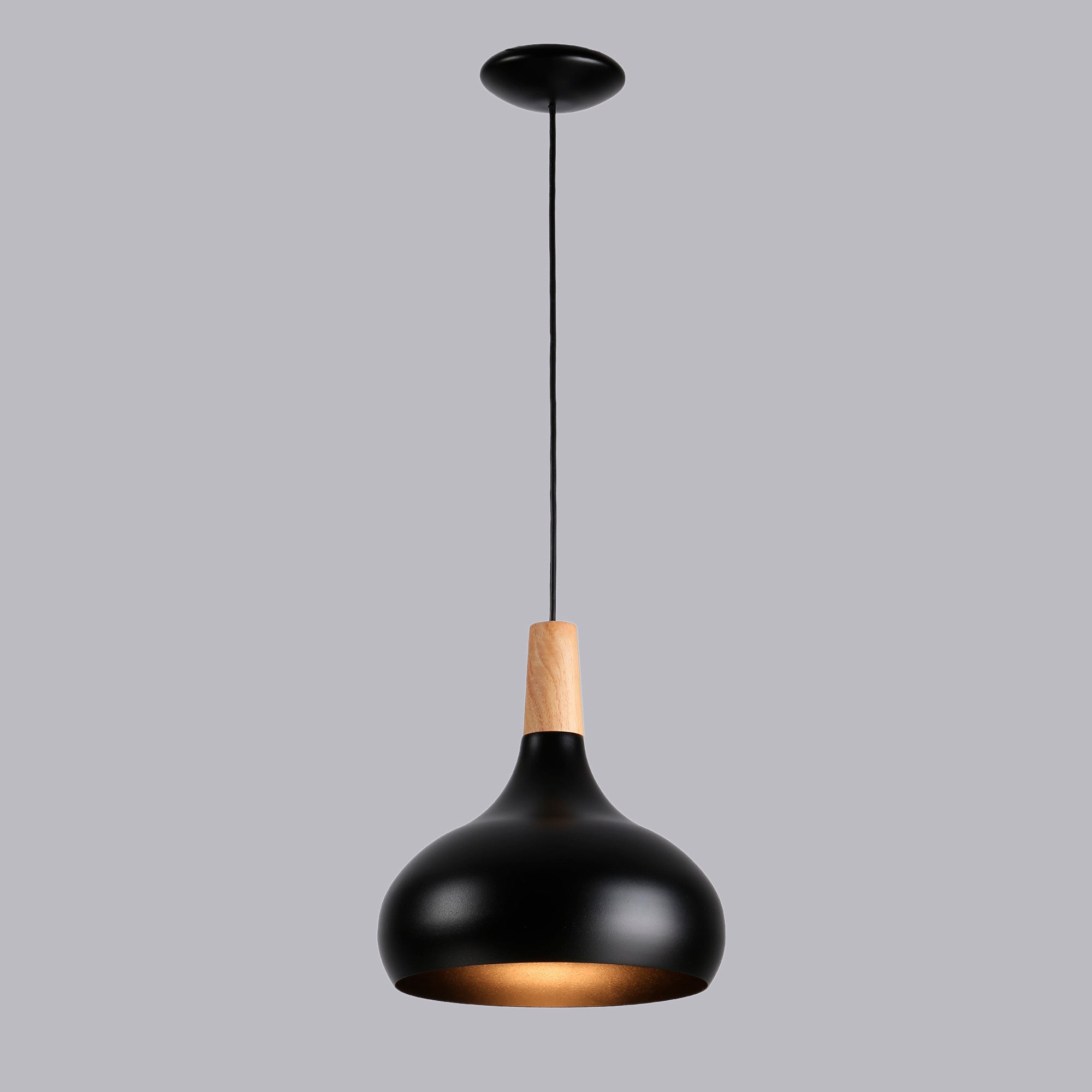 Lámpara colgante de metal y madera "Loop"