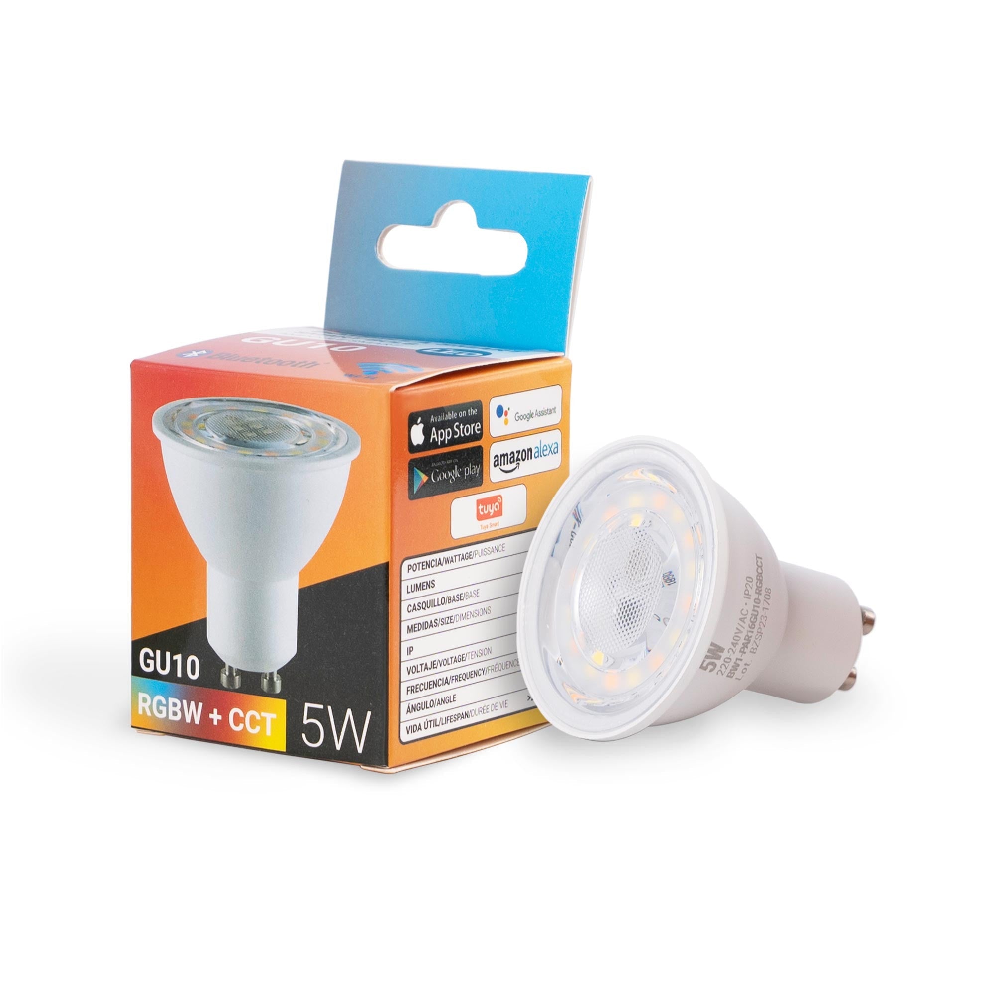 Bombilla inteligente LED WIFI GU10 - RGBW + CCT - 5W