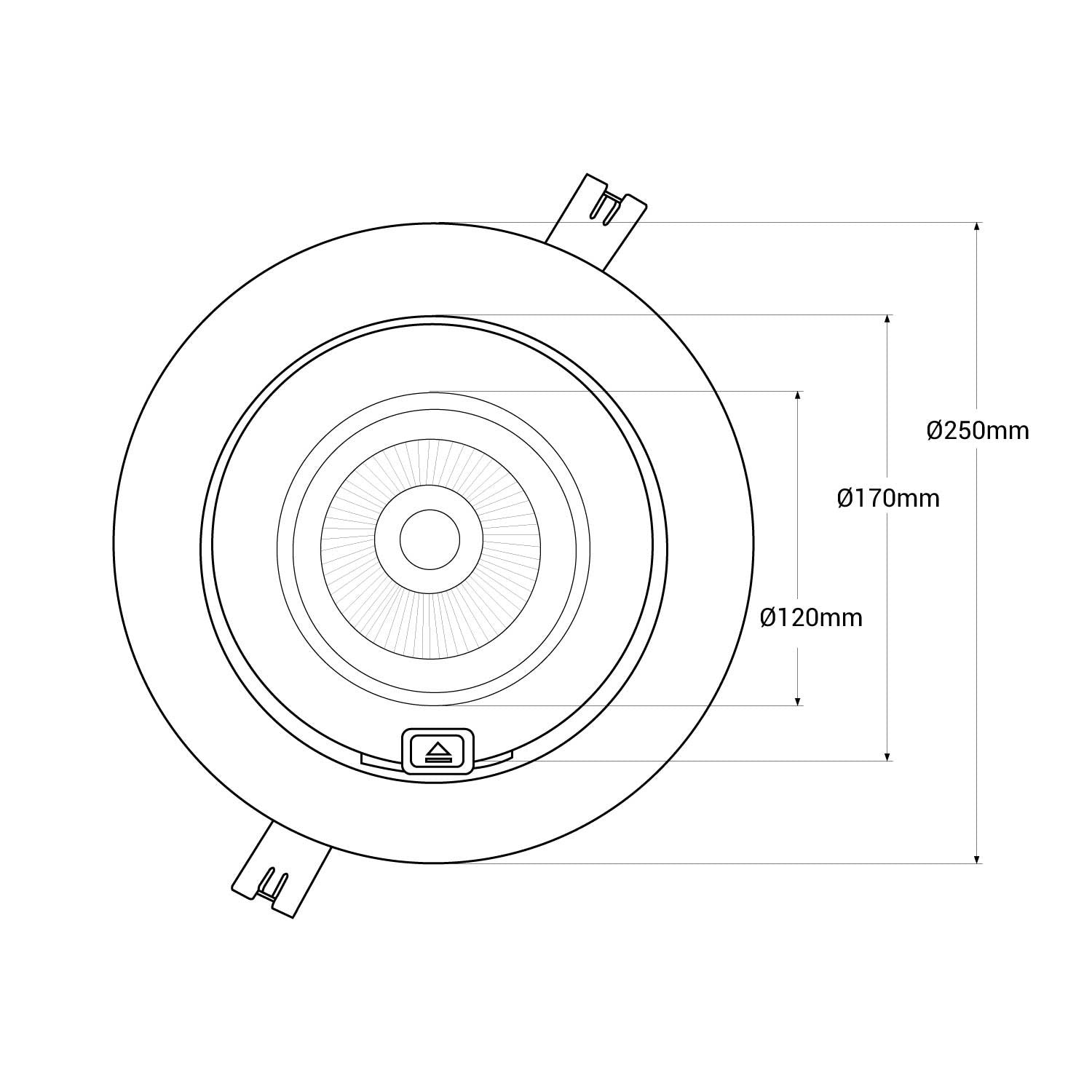 Downlight LED COB CCT 42W - CRI90 - Chip Bridgelux - Driver Lifud - IP20 - Corte Ø 215mm