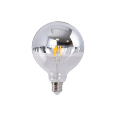 Bombilla decorativa espejada plateada E27 G125 - 6W - 3000K