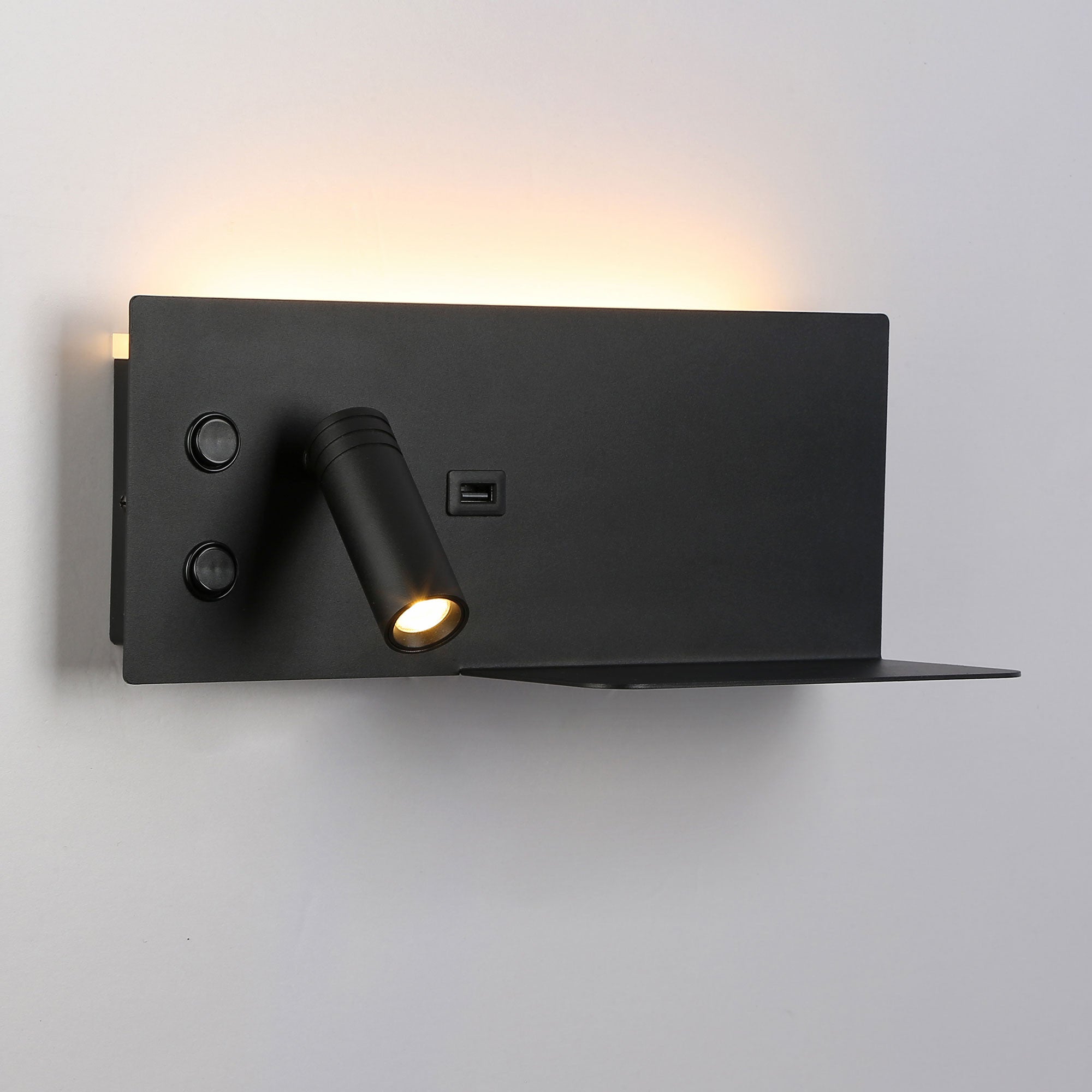 Aplique de pared para lectura con puerto USB "Kerta" - Iluminación doble - 3W+7W