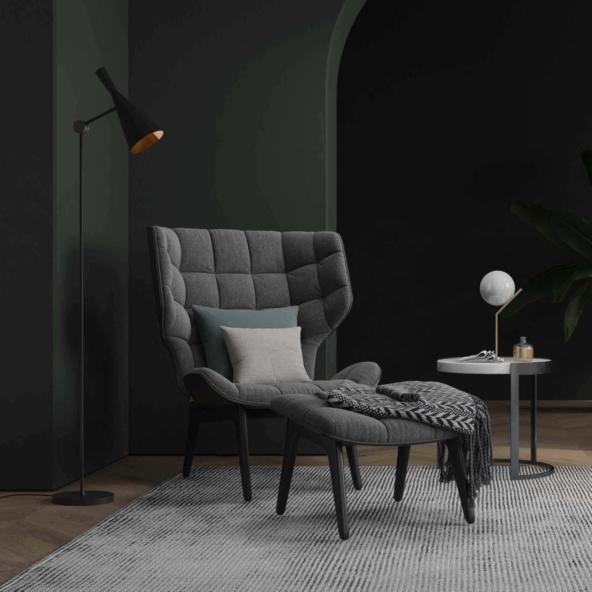 Lámpara de pie de diseño "Olivia" Negro