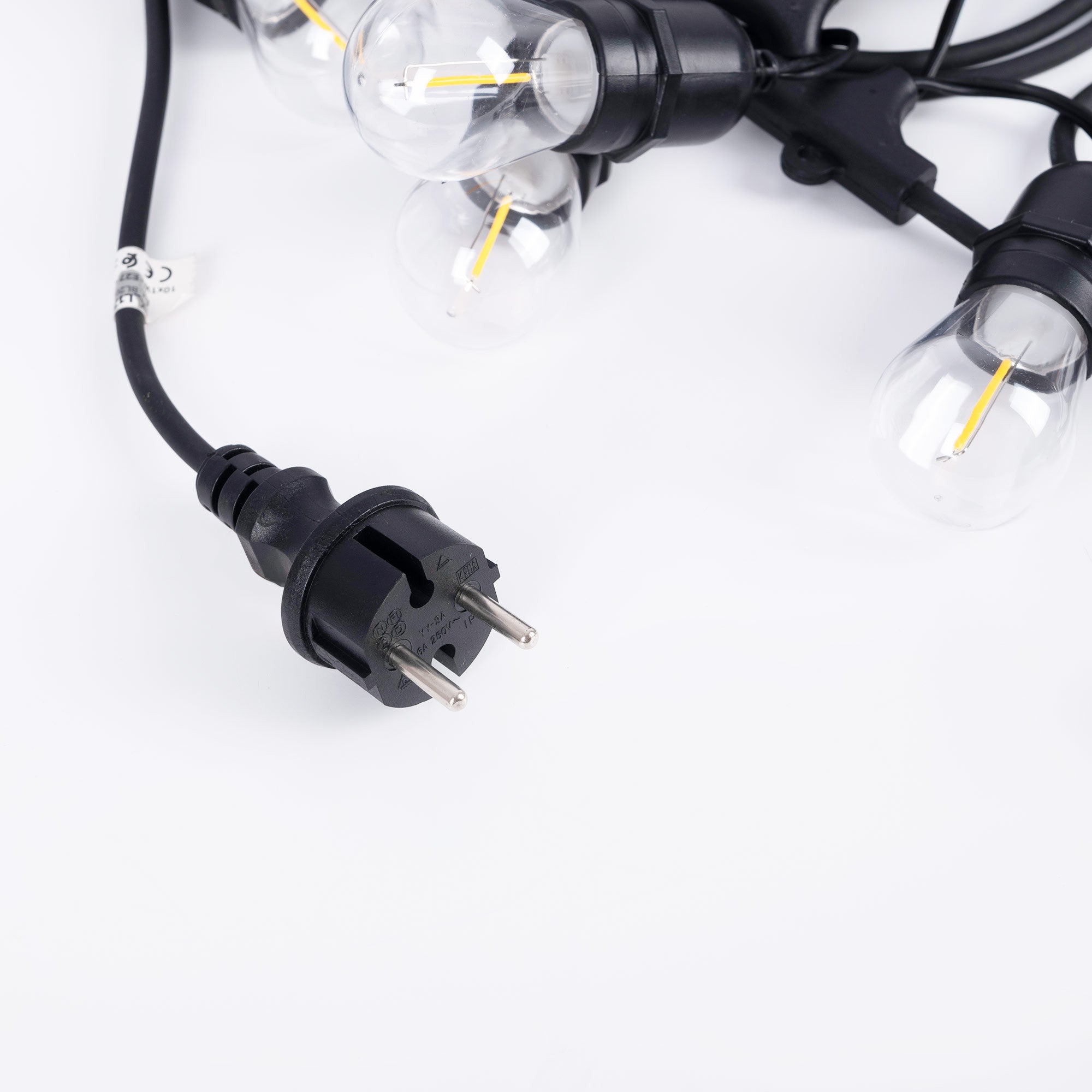 Kit guirnalda luces exterior 11,5 metros + 10 bombillas LED E27 filamento 1W - IP44
