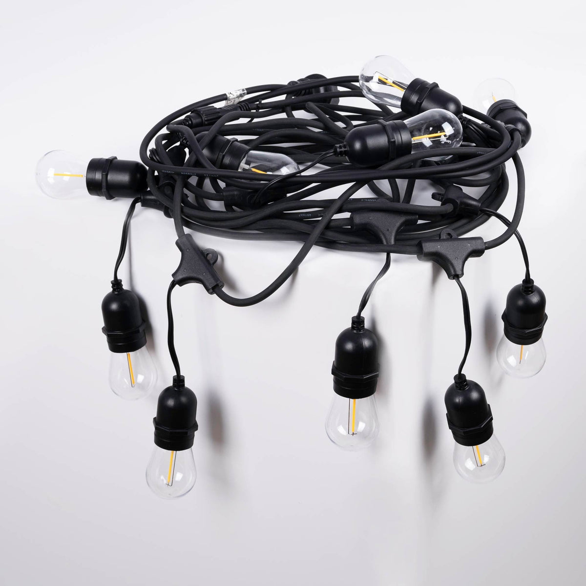 Kit guirnalda luces exterior 11,5 metros + 10 bombillas LED E27 filamento 1W - IP44