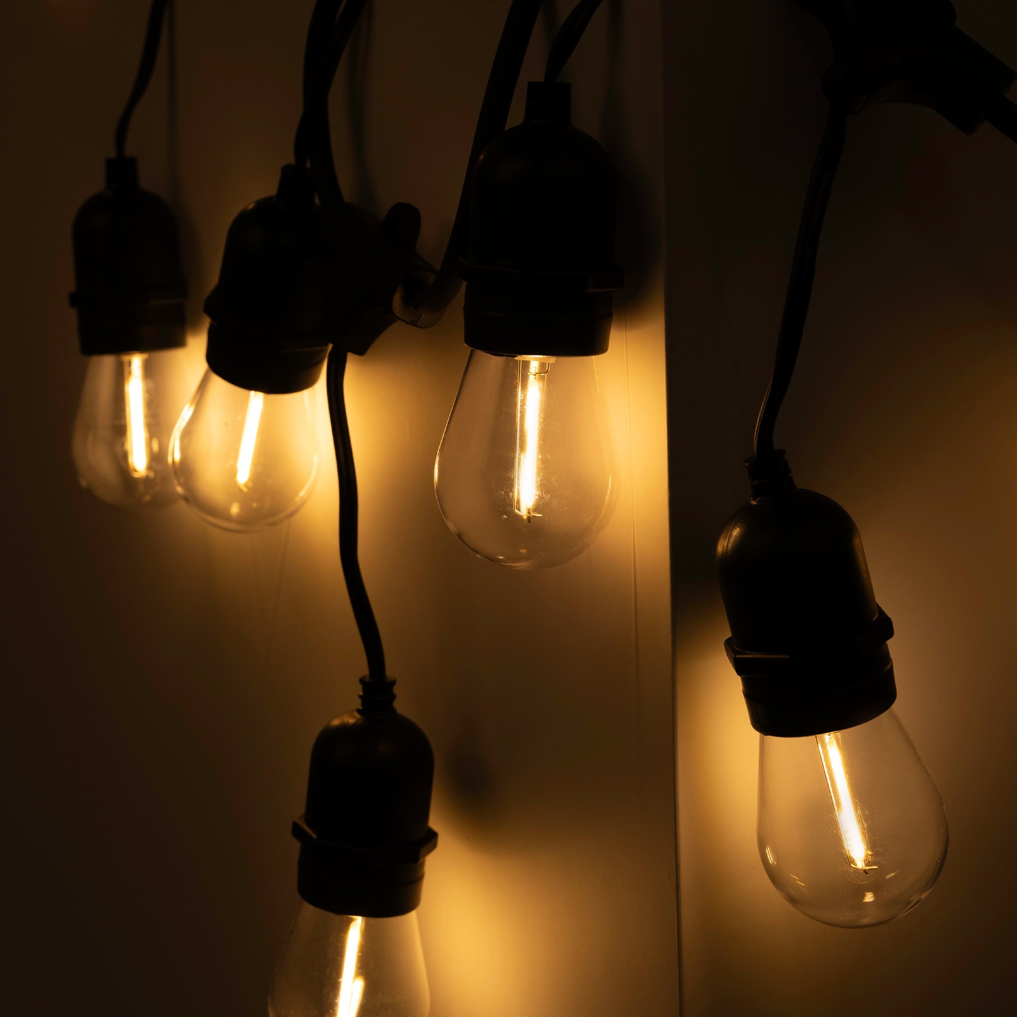 Kit guirnalda luces exterior 11,5 metros + 10 bombillas LED E27 filamento 1W - IP44