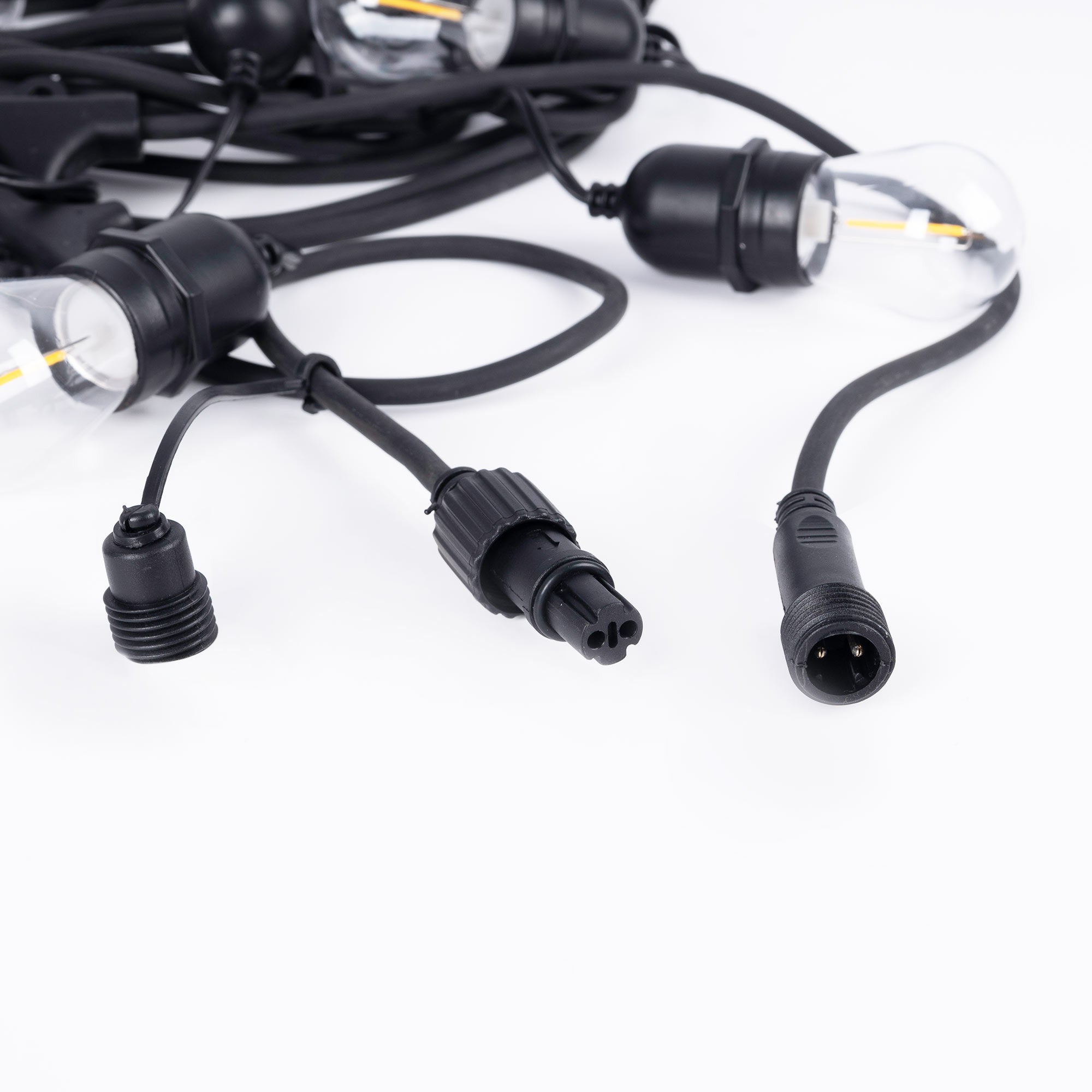 Kit guirnalda luces exterior 11,5 metros + 10 bombillas LED E27 filamento 1W - IP44