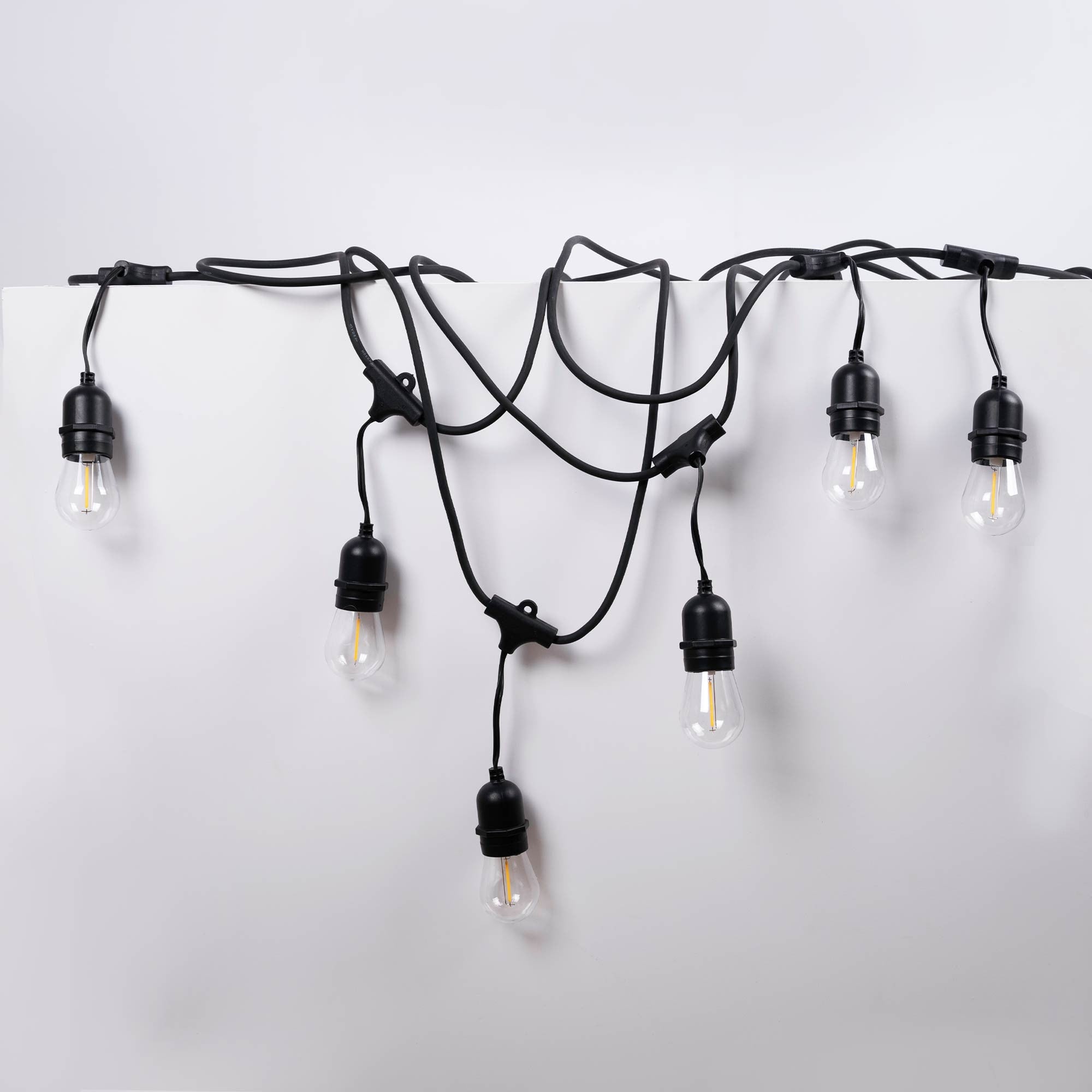 Kit guirnalda luces exterior 11,5 metros + 10 bombillas LED E27 filamento 1W - IP44