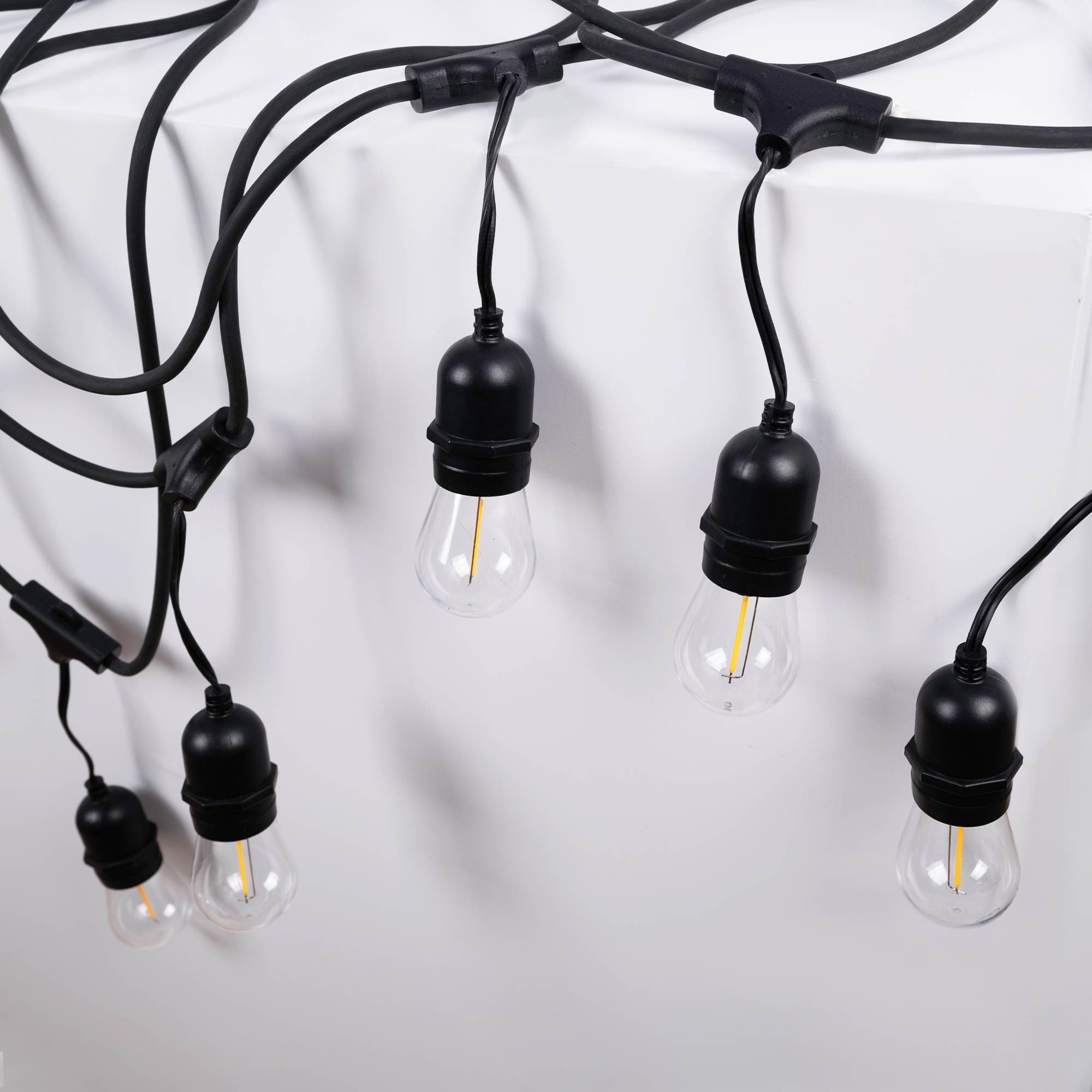 Kit guirnalda luces exterior 11,5 metros + 10 bombillas LED E27 filamento 1W - IP44