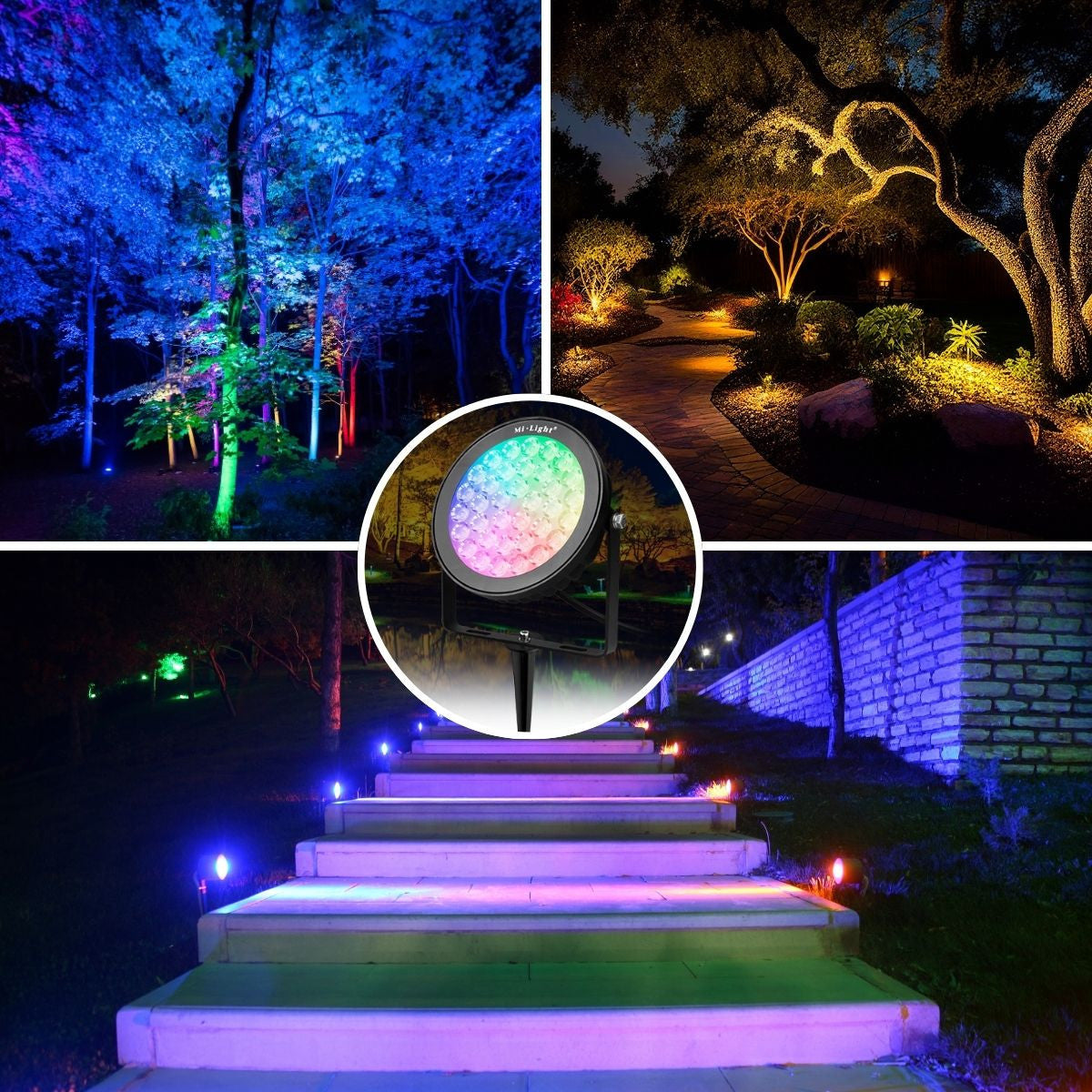 Proyector LED de jardín con pincho RGB+CCT - 25W - IP66 - RF/WiFi - Mi-Light