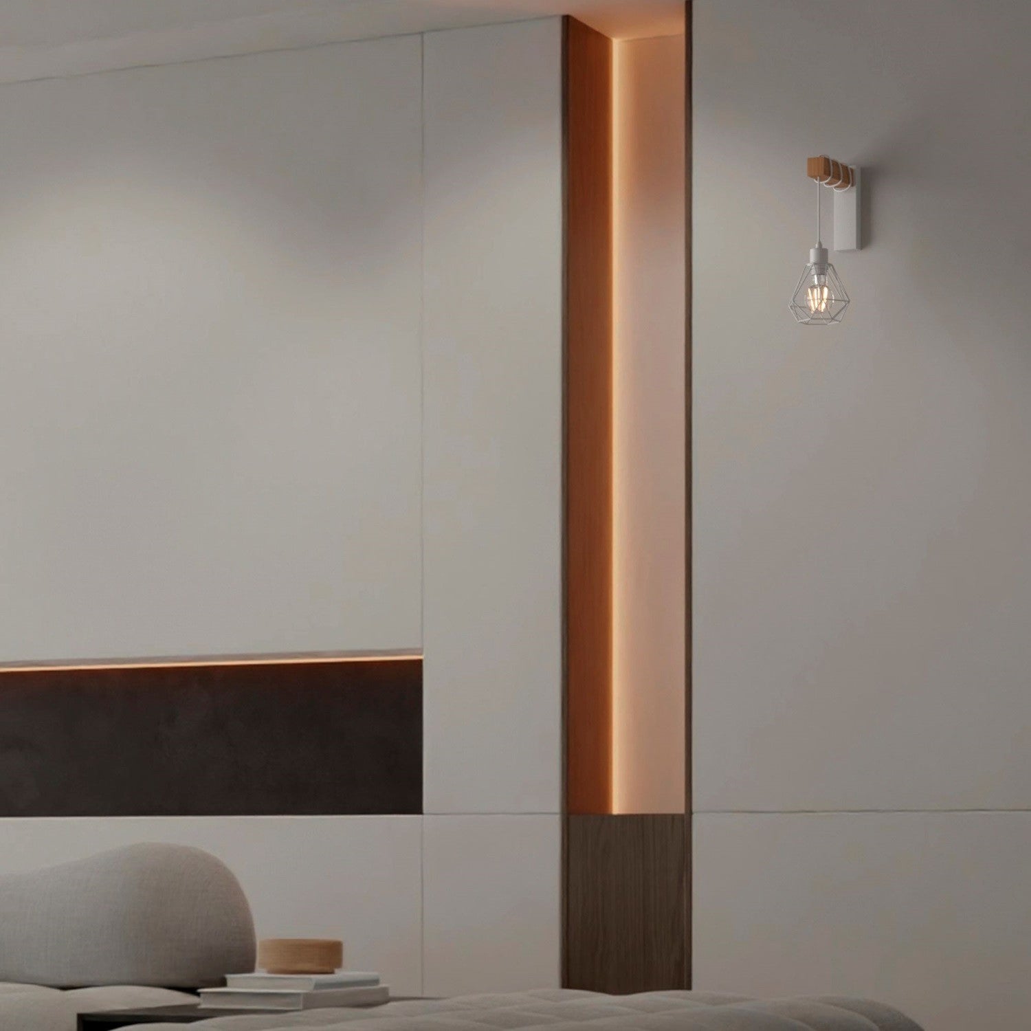 Aplique de pared nórdico jaula "RODEN" - Madera y metal
