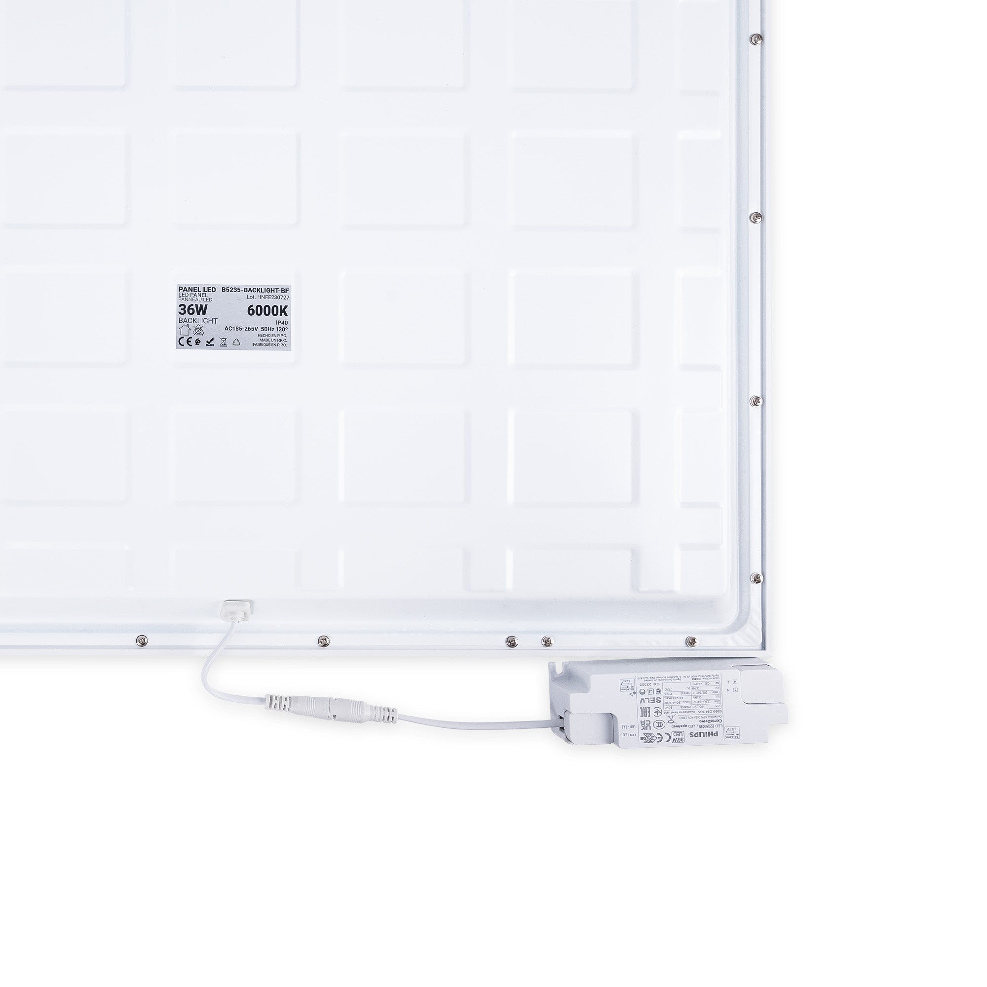 Panel LED empotrable Backlight 60x60cm - 40W - 4800lm - Driver Philips - UGR22 - IP40