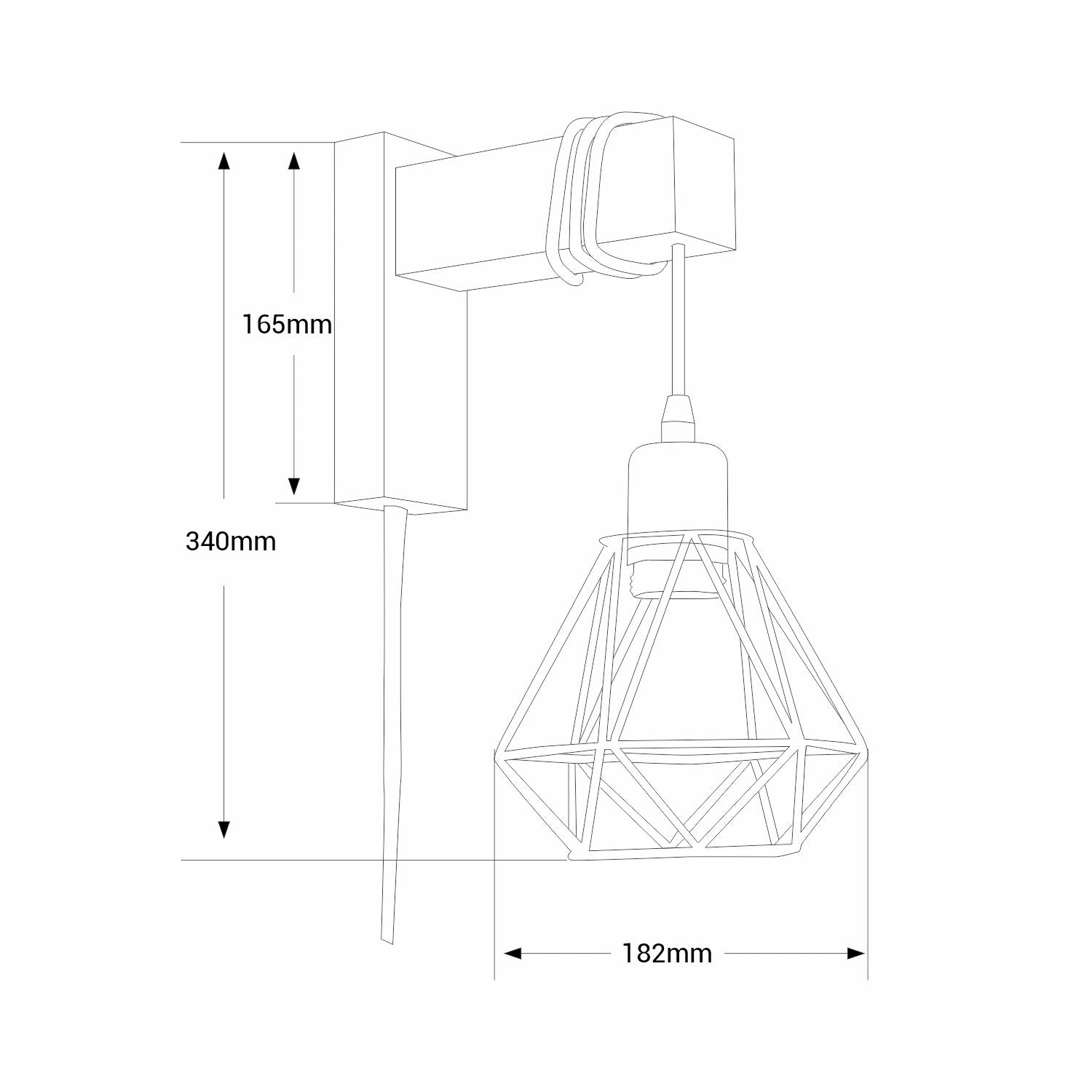 Aplique de pared nórdico jaula "RODEN" - Madera y metal
