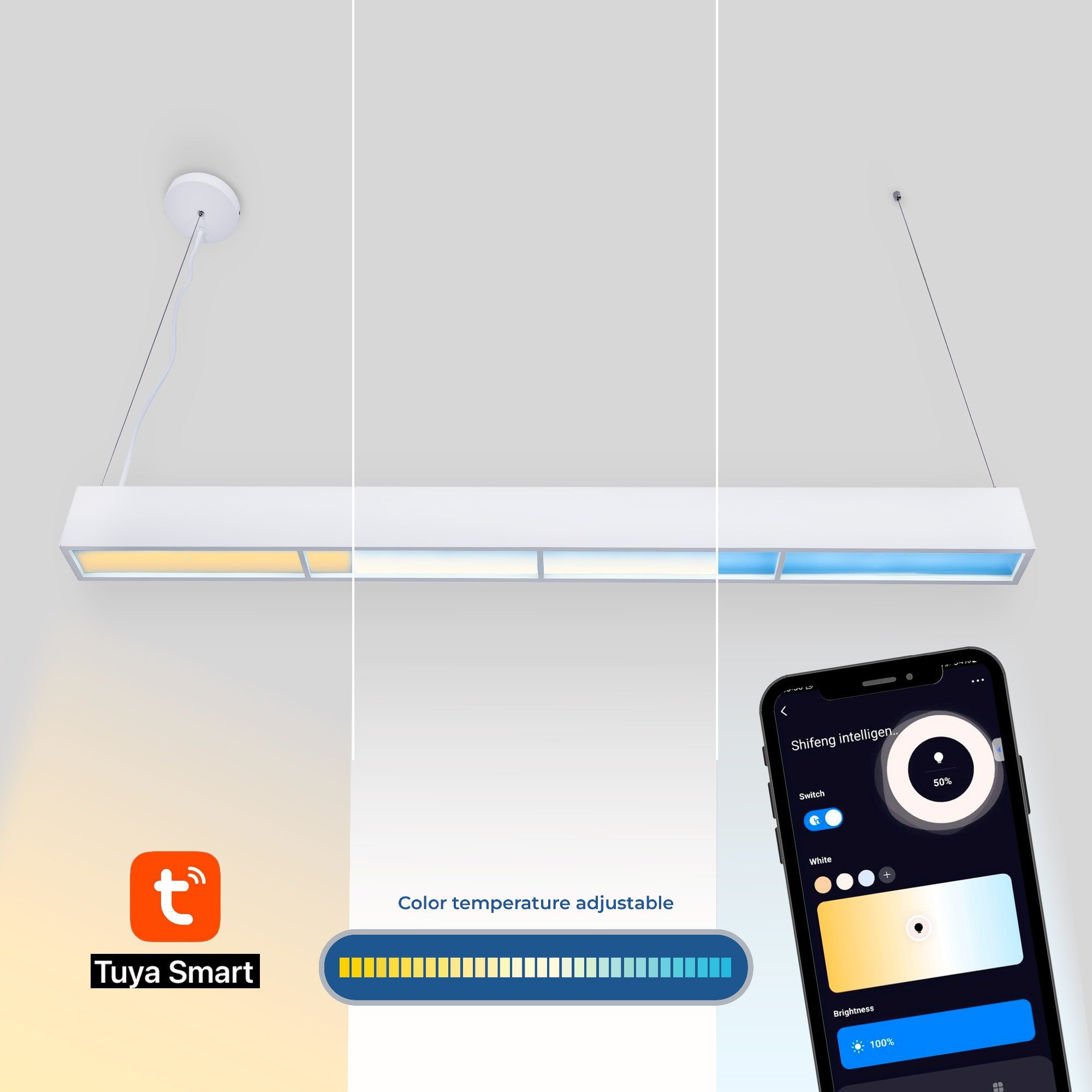 Luminaria lineal colgante "Blue Skylight" SMART - CCT - Efecto cielo - 48W - UGR16