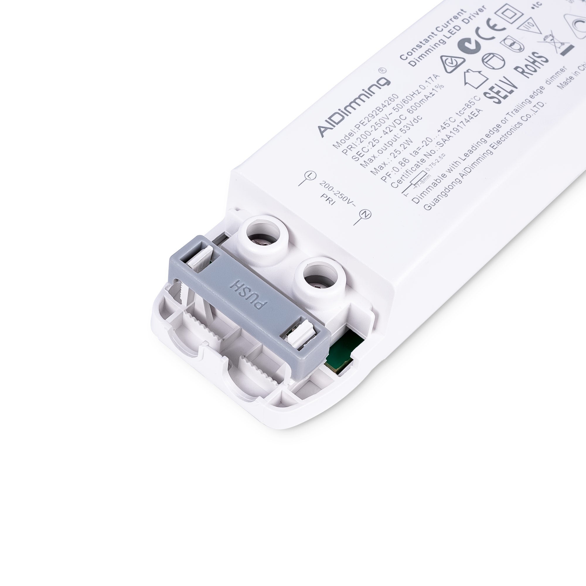 Driver regulable TRIAC 25-42V DC - 600mA - 25,2W