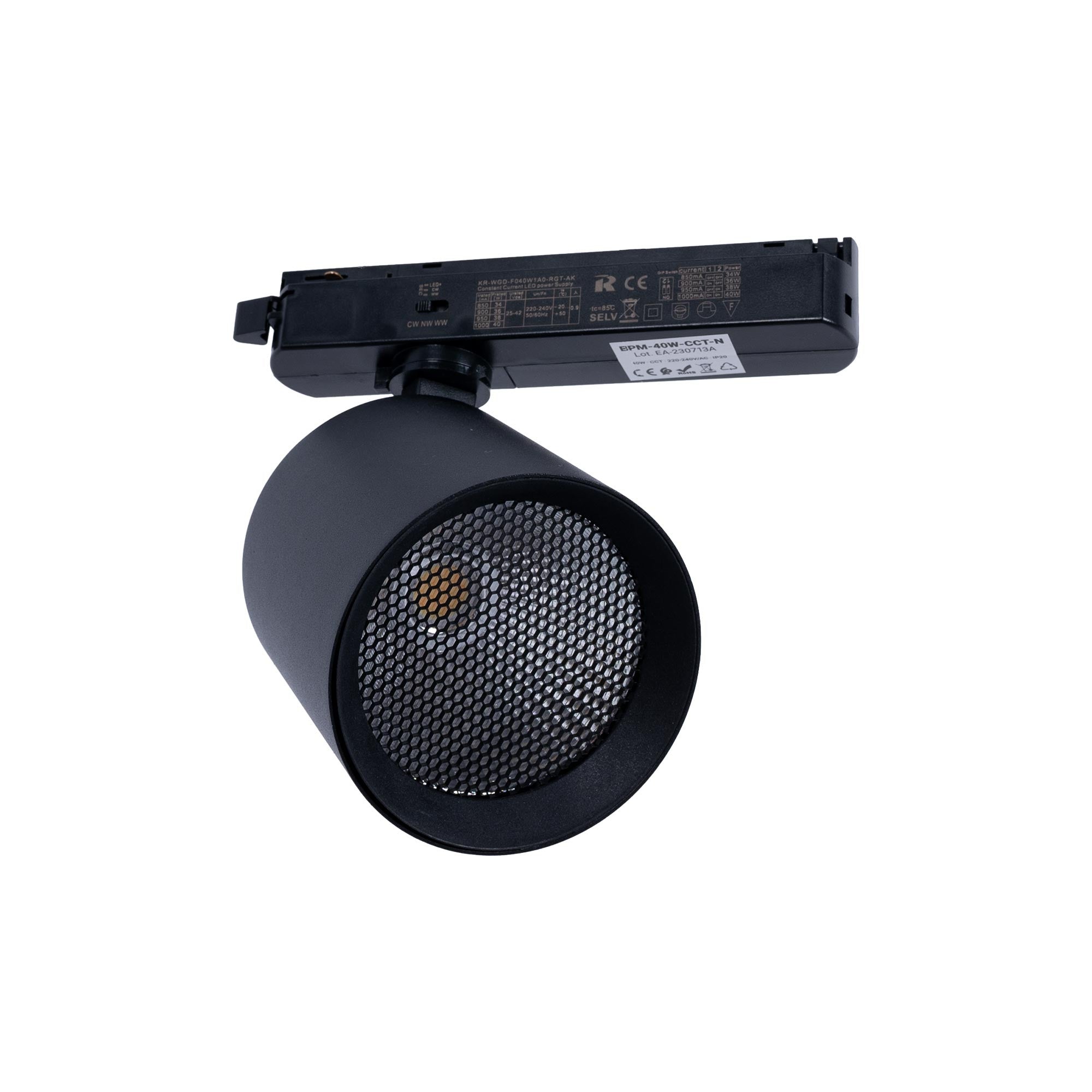 Proyector LED para carril monofásico CCT - 40W - CRI 90