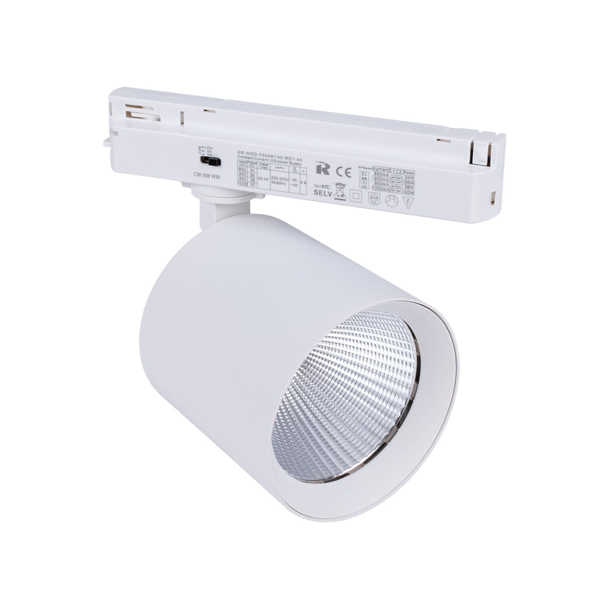 Proyector LED para carril monofásico CCT - 40W - CRI 90