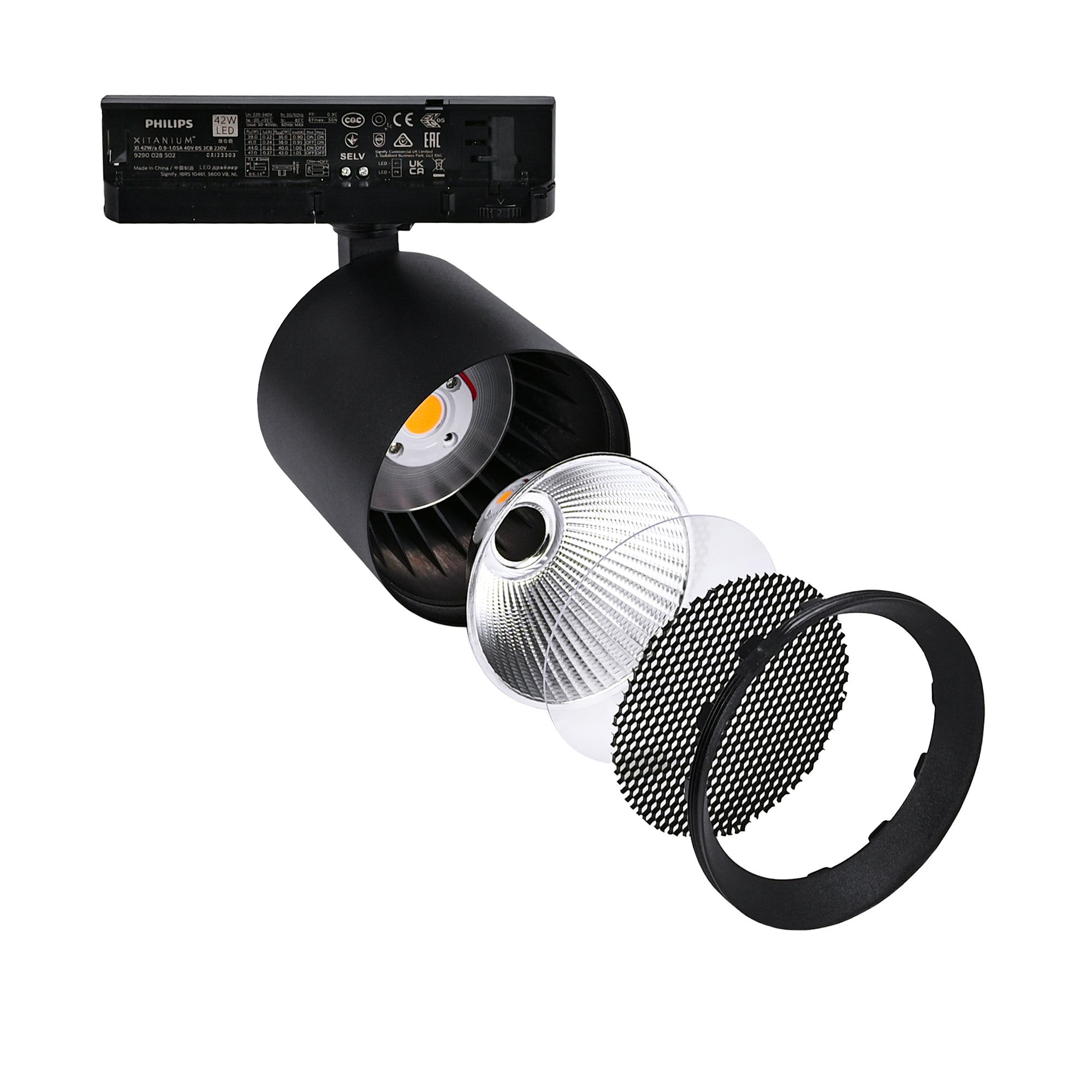 Proyector LED para carril trifásico 4000K - 40W - CRI 95 - Driver Philips Xitanium