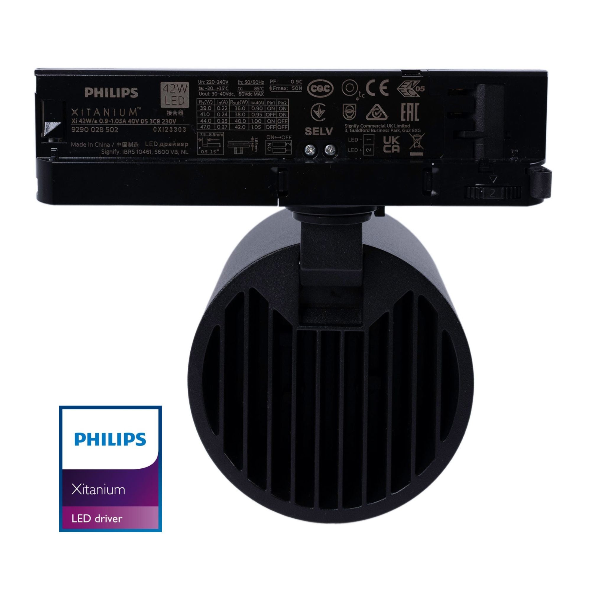 Proyector LED para carril trifásico 4000K - 40W - CRI 95 - Driver Philips Xitanium