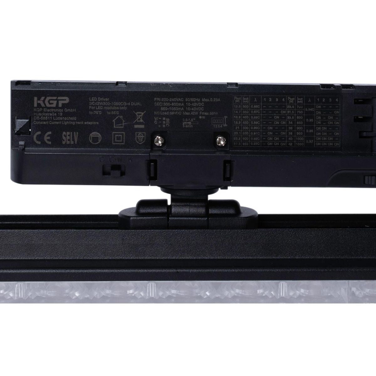 Proyector LED lineal orientable para carril trifásico 40W - CCT - CRI90 - Driver KGP