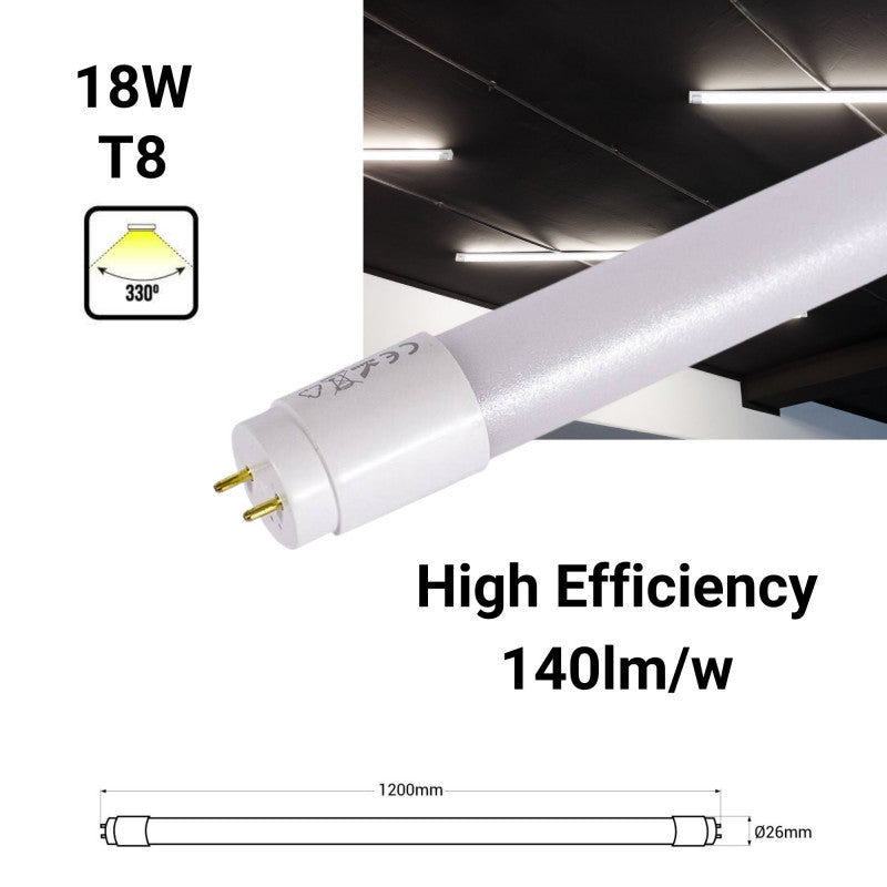 Pack x 25 - Tubo LED 120cm T8 - 18W - 140lm/W