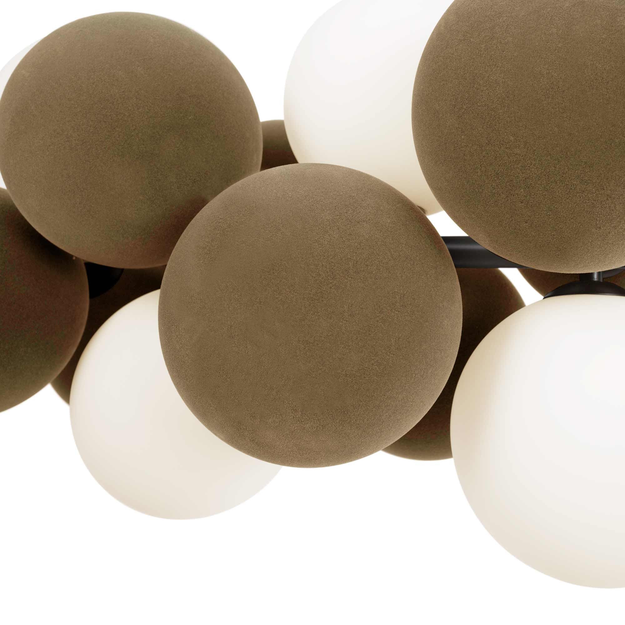 Lámpara acústica colgante horizontal "DRAC" - 4 esferas luminosas y 8 esferas absorbentes
