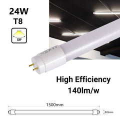 Pack x 25 - Tubo LED 150cm T8 - 24W - 140lm/W