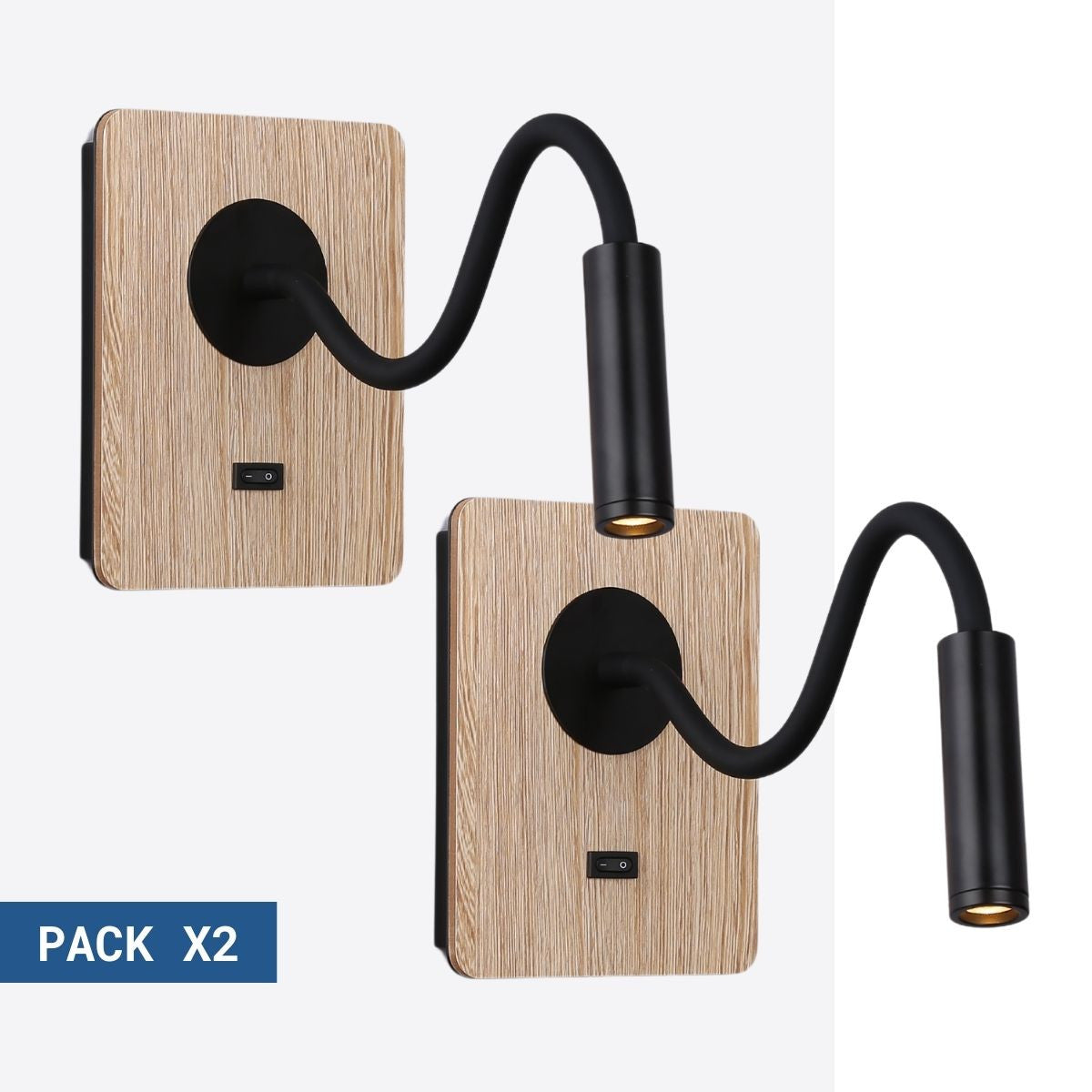 Pack x 2 - Aplique de pared flexible para lectura "LONDON" - Chip CREE - 3W