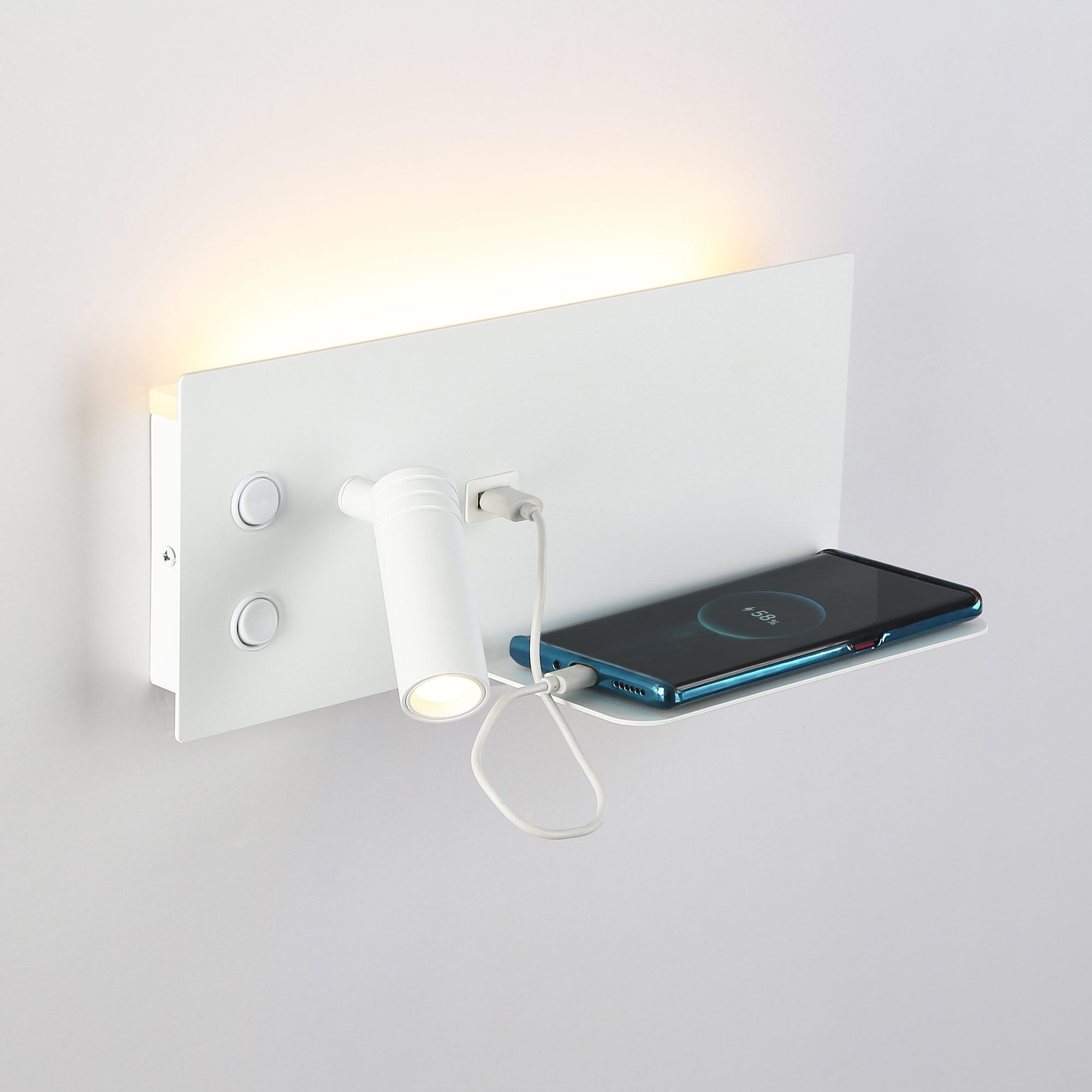 Pack x 2 - Aplique de pared para lectura con puerto USB "Kerta" - Iluminación doble - 3W+7W