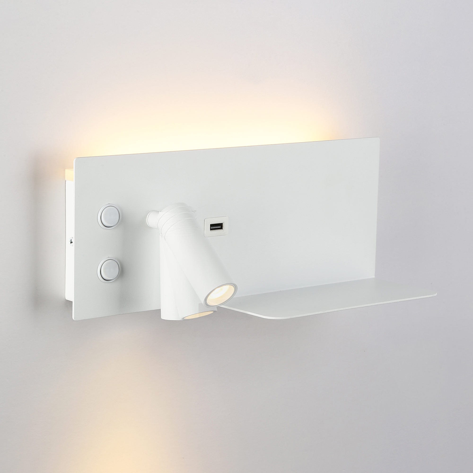 Aplique de pared para lectura con puerto USB "Kerta" - Iluminación doble - 3W+7W