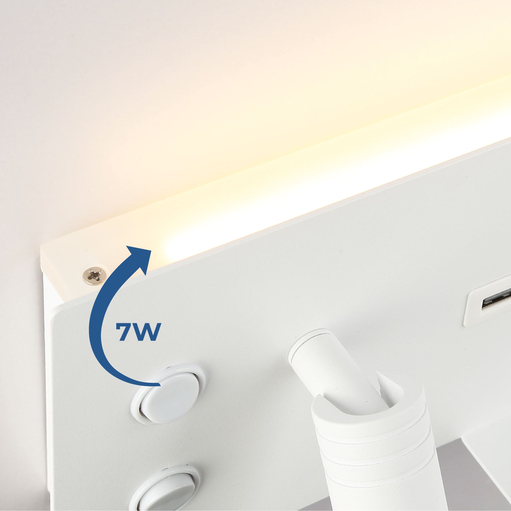 Aplique de pared para lectura con puerto USB "Kerta" - Iluminación doble - 3W+7W