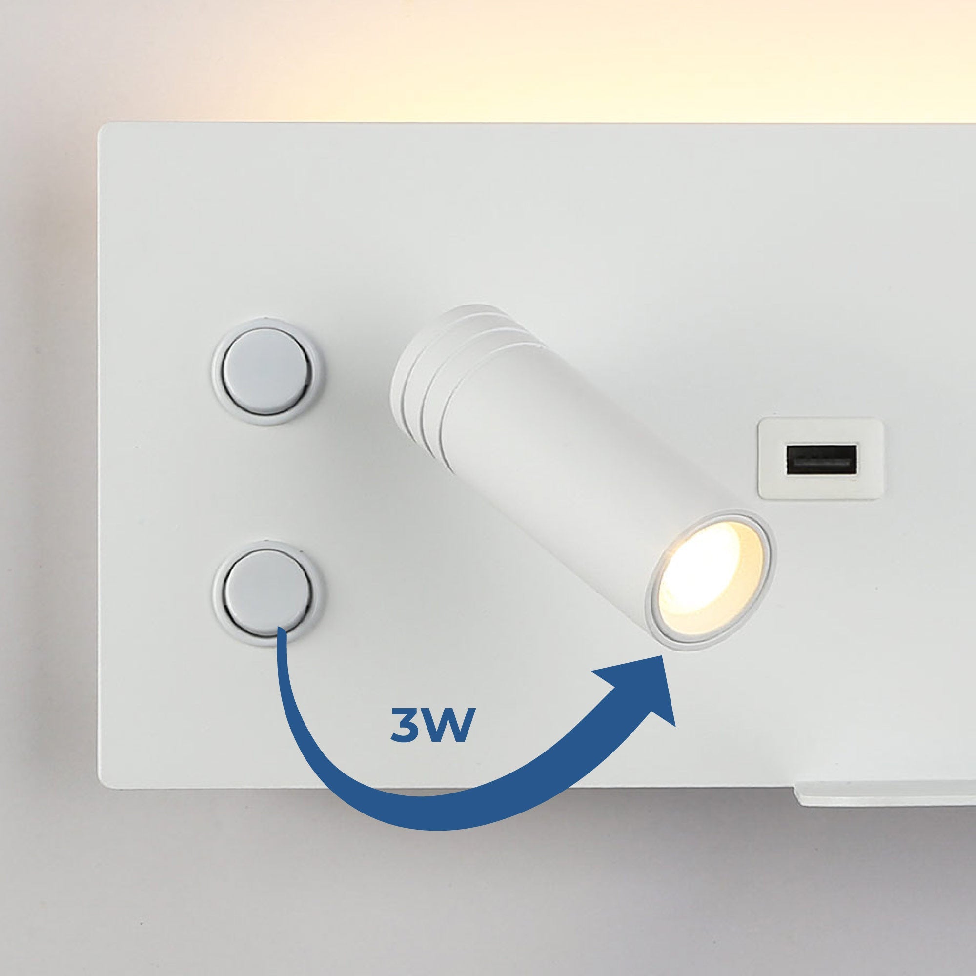 Aplique de pared para lectura con puerto USB "Kerta" - Iluminación doble - 3W+7W