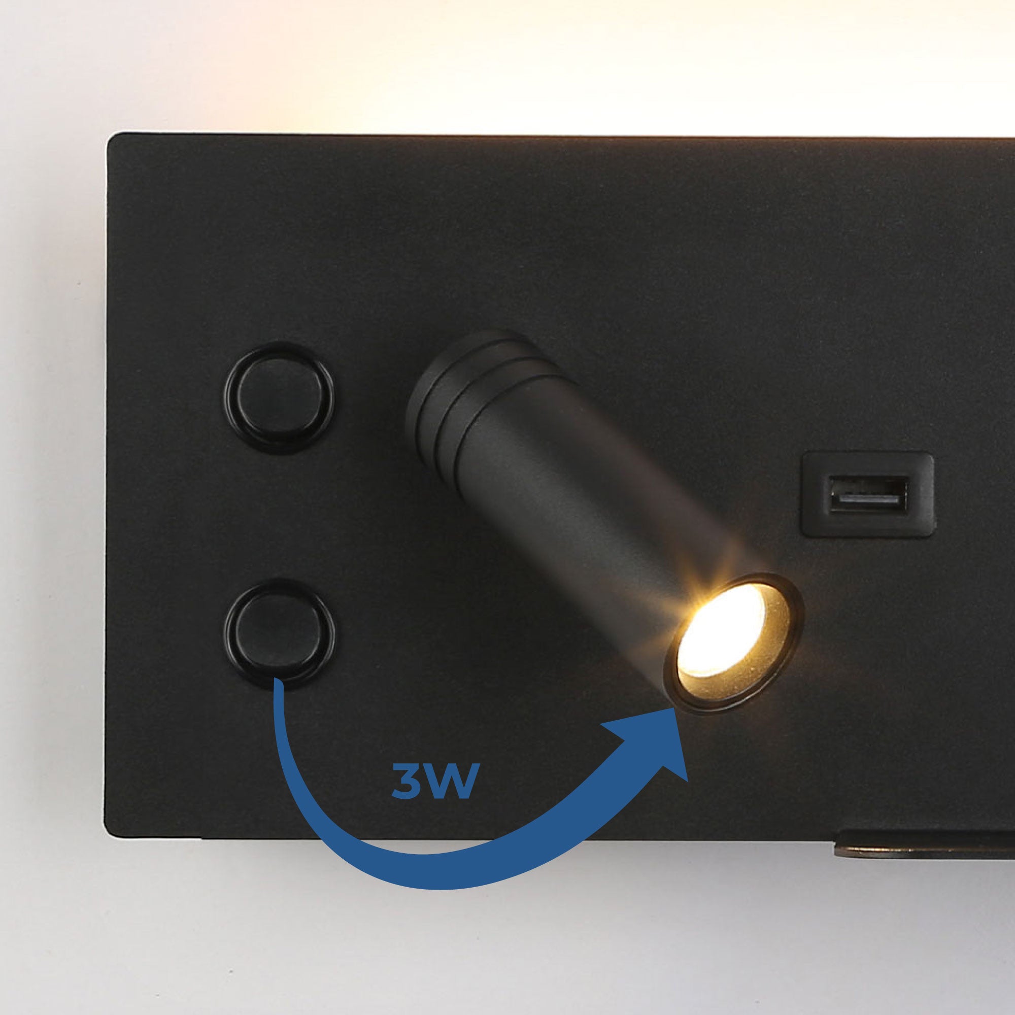 Pack x 2 - Aplique de pared para lectura con puerto USB "Kerta" - Iluminación doble - 3W+7W