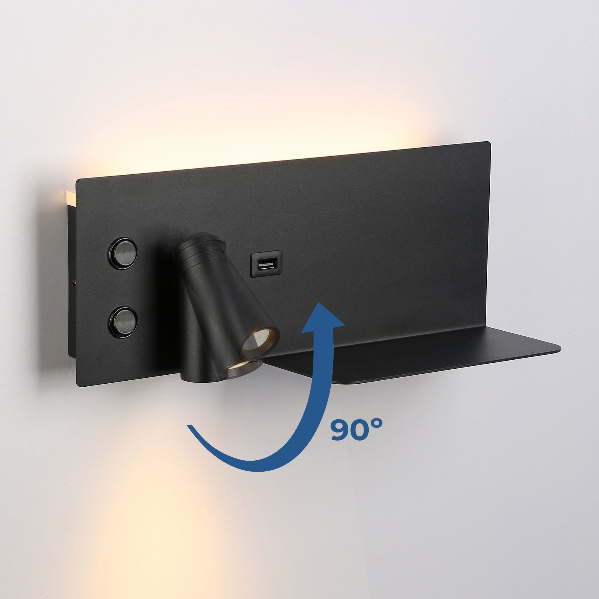 Pack x 2 - Aplique de pared para lectura con puerto USB "Kerta" - Iluminación doble - 3W+7W