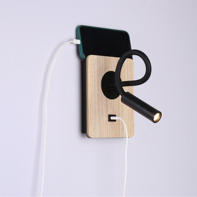 Pack x 2 - Aplique de pared flexible para lectura con puerto USB "LONDON USB" - Chip CREE - 3W
