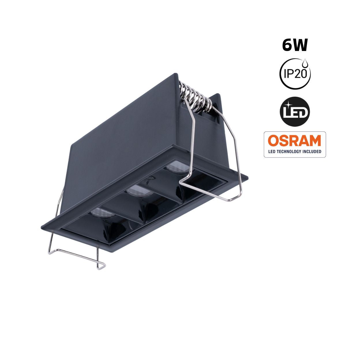 Foco lineal LED empotrable triple 6W - UGR18 - CRI90 - Chip OSRAM