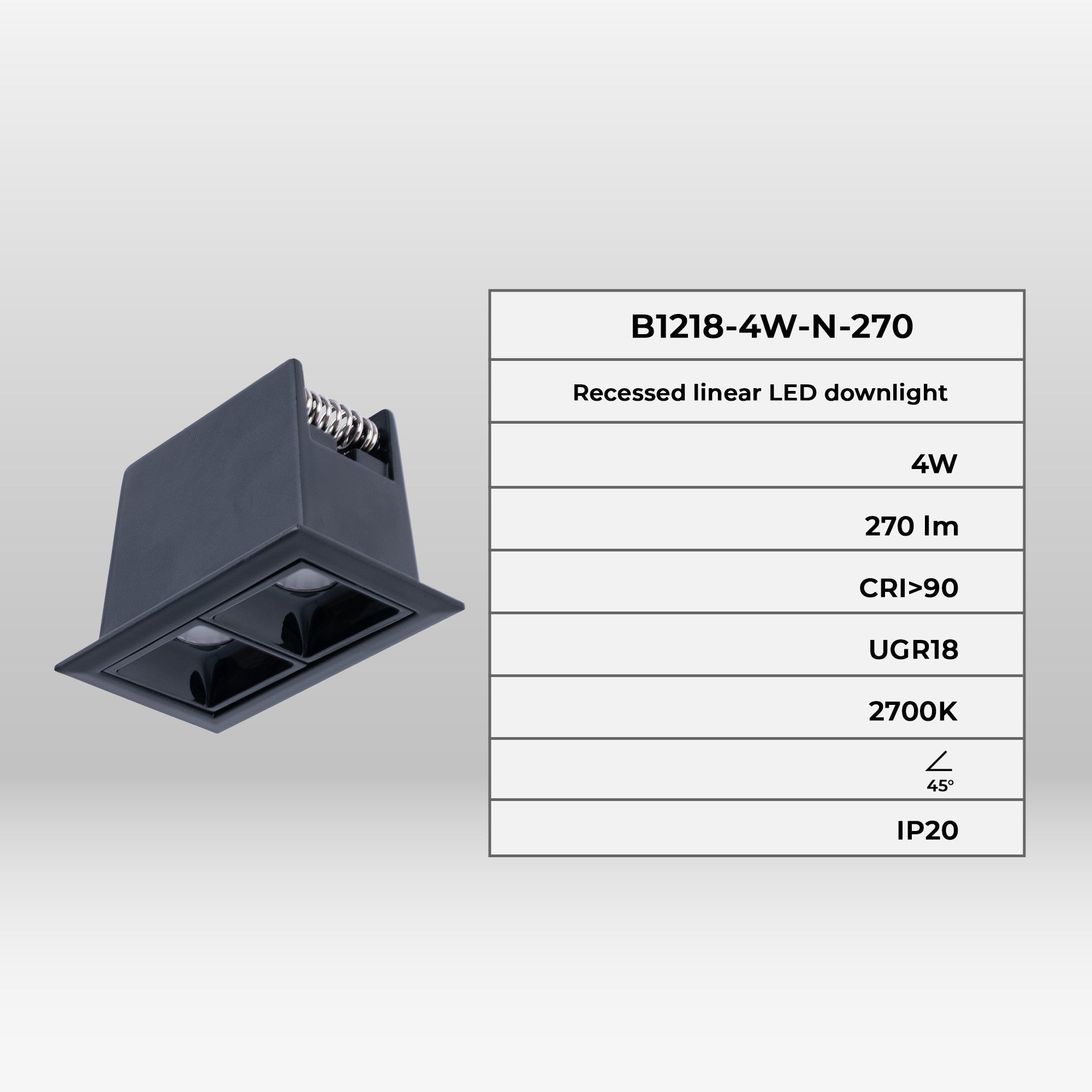 Foco lineal LED empotrable 4W - UGR18 - CRI90 - Chip OSRAM
