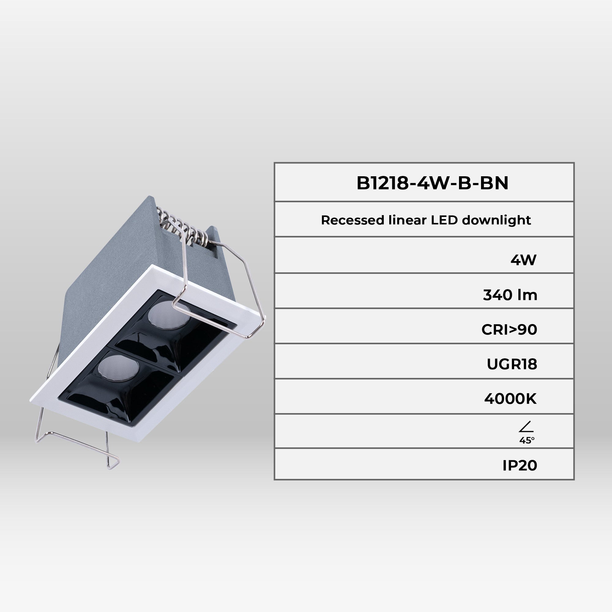 Foco lineal LED empotrable 4W - UGR18 - CRI90 - Chip OSRAM