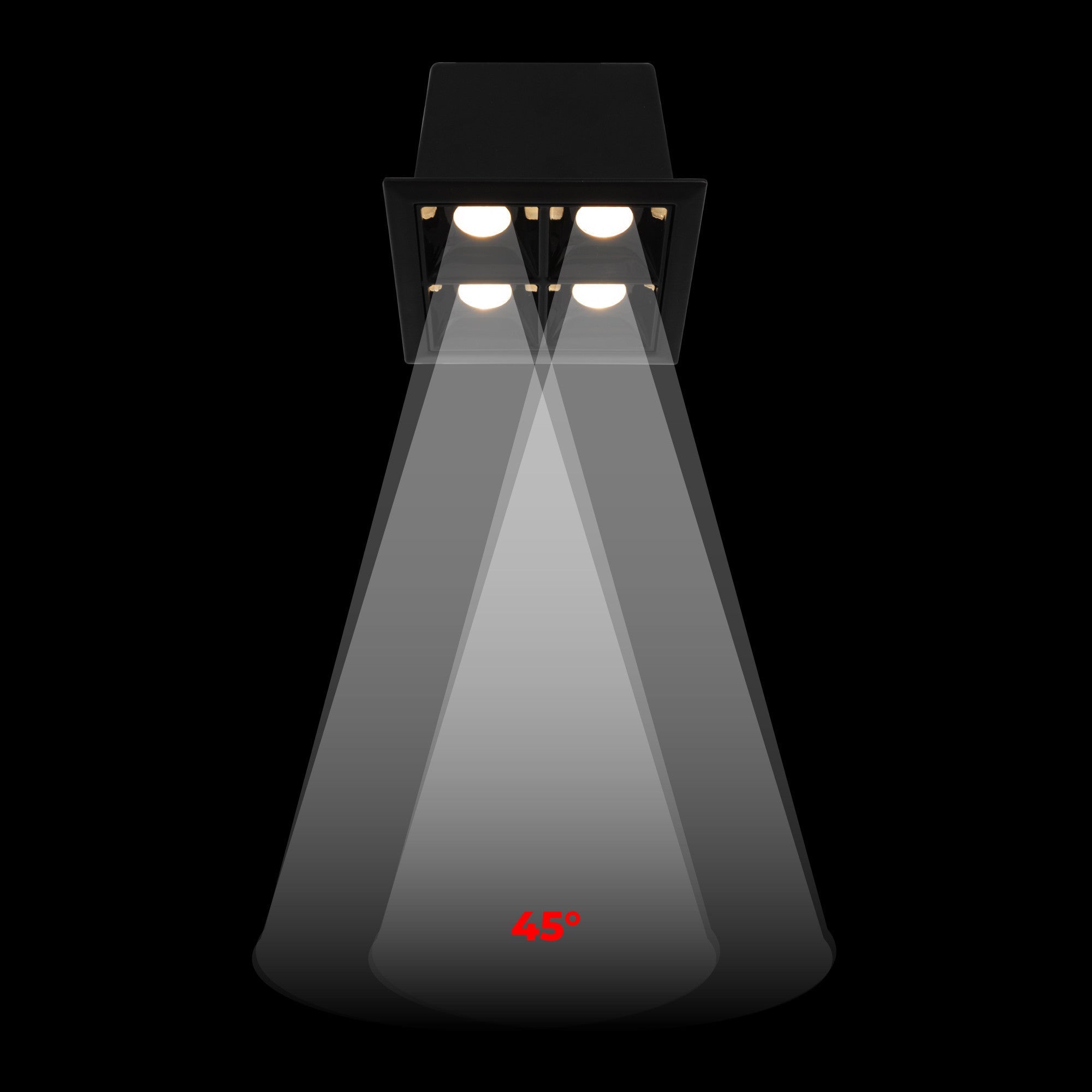 Downlight LED cuadrado empotrable 8W - 4 Focos - UGR18 - CRI90 - Chip OSRAM