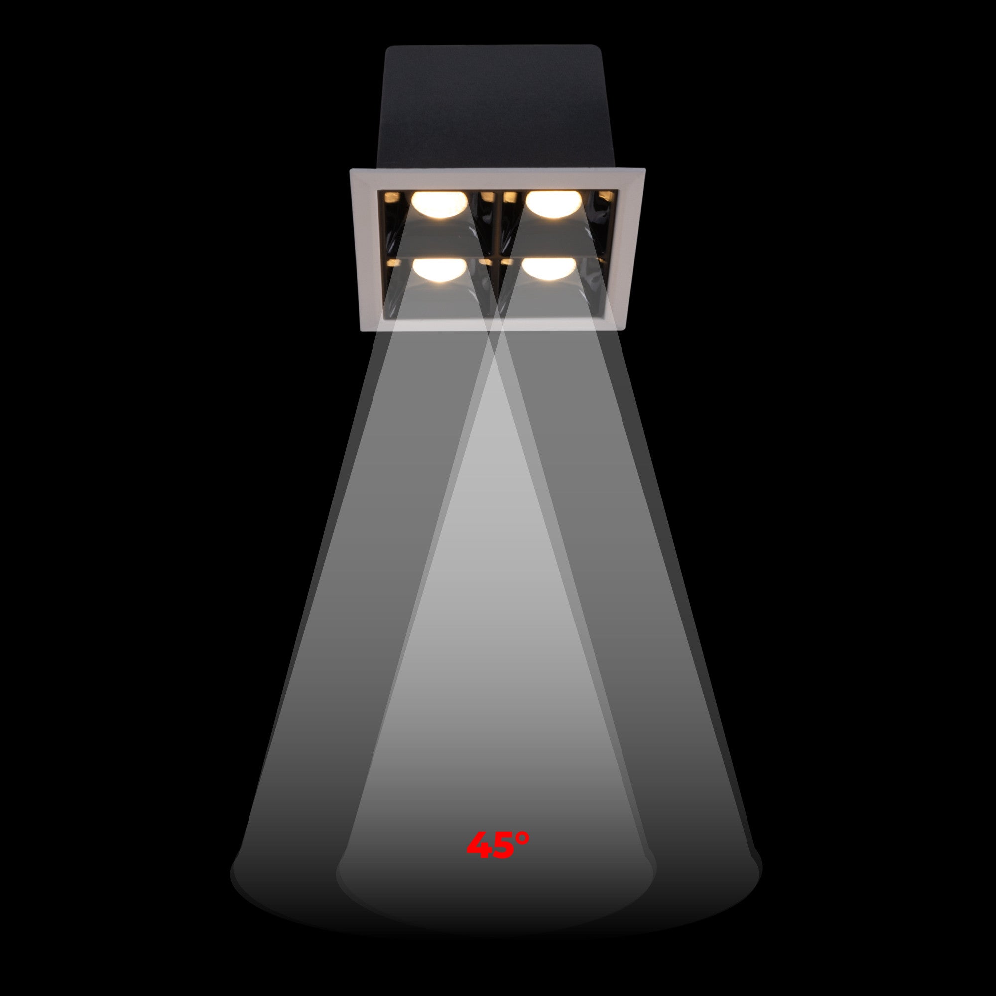 Downlight LED cuadrado empotrable 8W - 4 Focos - UGR18 - CRI90 - Chip OSRAM