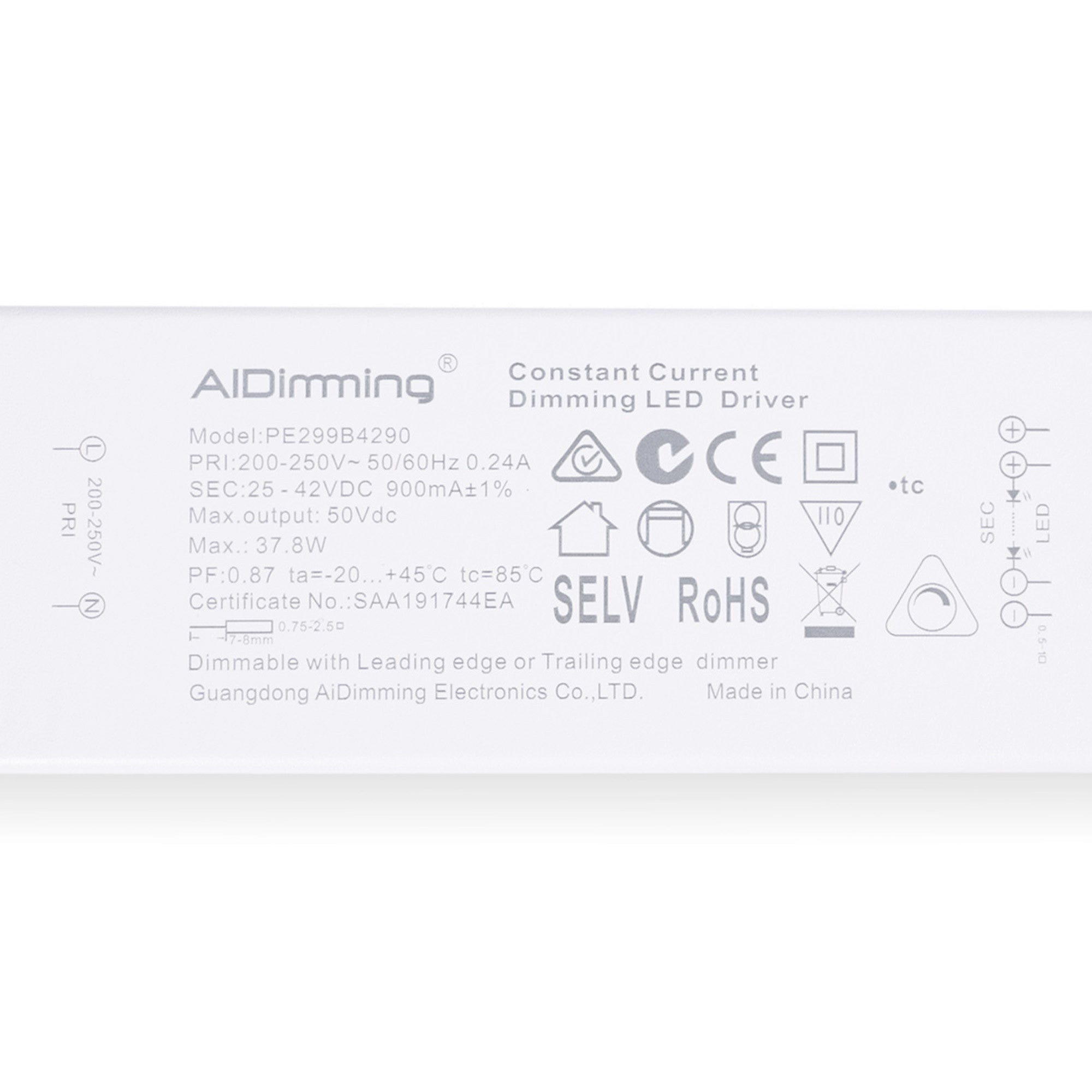 Driver regulable TRIAC 25-42V DC - 900mA - 37W