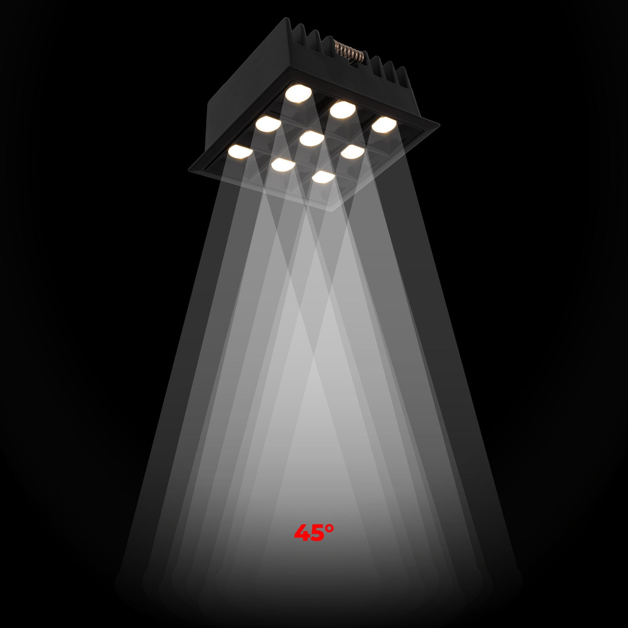 Downlight LED cuadrado empotrable 18W - 9 Focos - UGR18 - CRI90 - Chip OSRAM